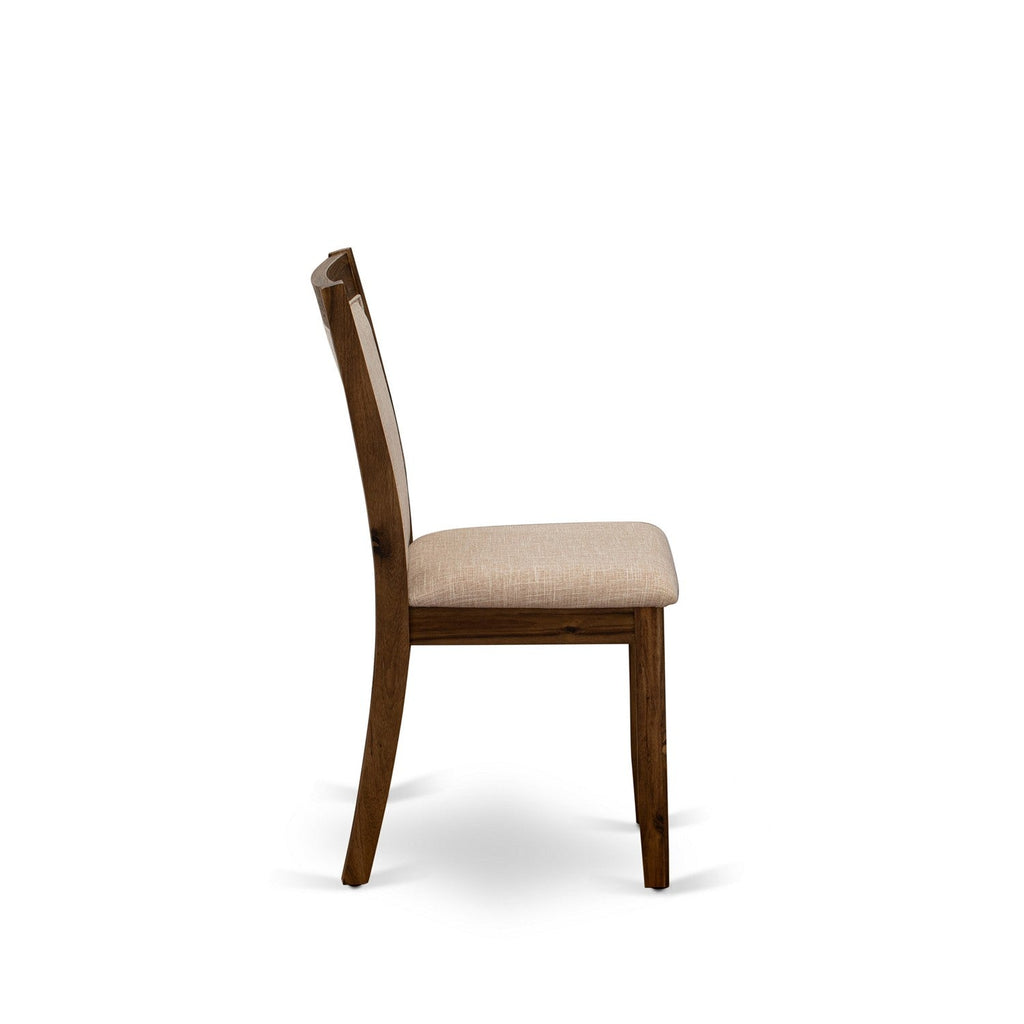 Juego de mesa de comedor de 5 piezas East West Furniture F3MZ5-716 para 4 personas. Incluye una mesa de cocina redonda con pedestal y 4 sillas de comedor Parsons de tela de lino color caqui oscuro.