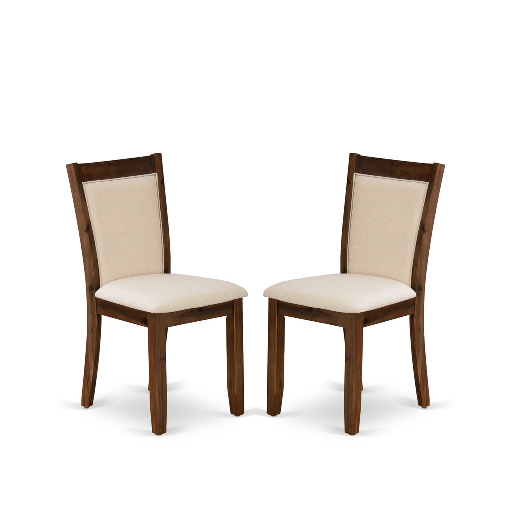 East West Furniture MZCNT32 Monza Parson Chairs - Light Beige Linen Fabric Upholstered Dining Chairs