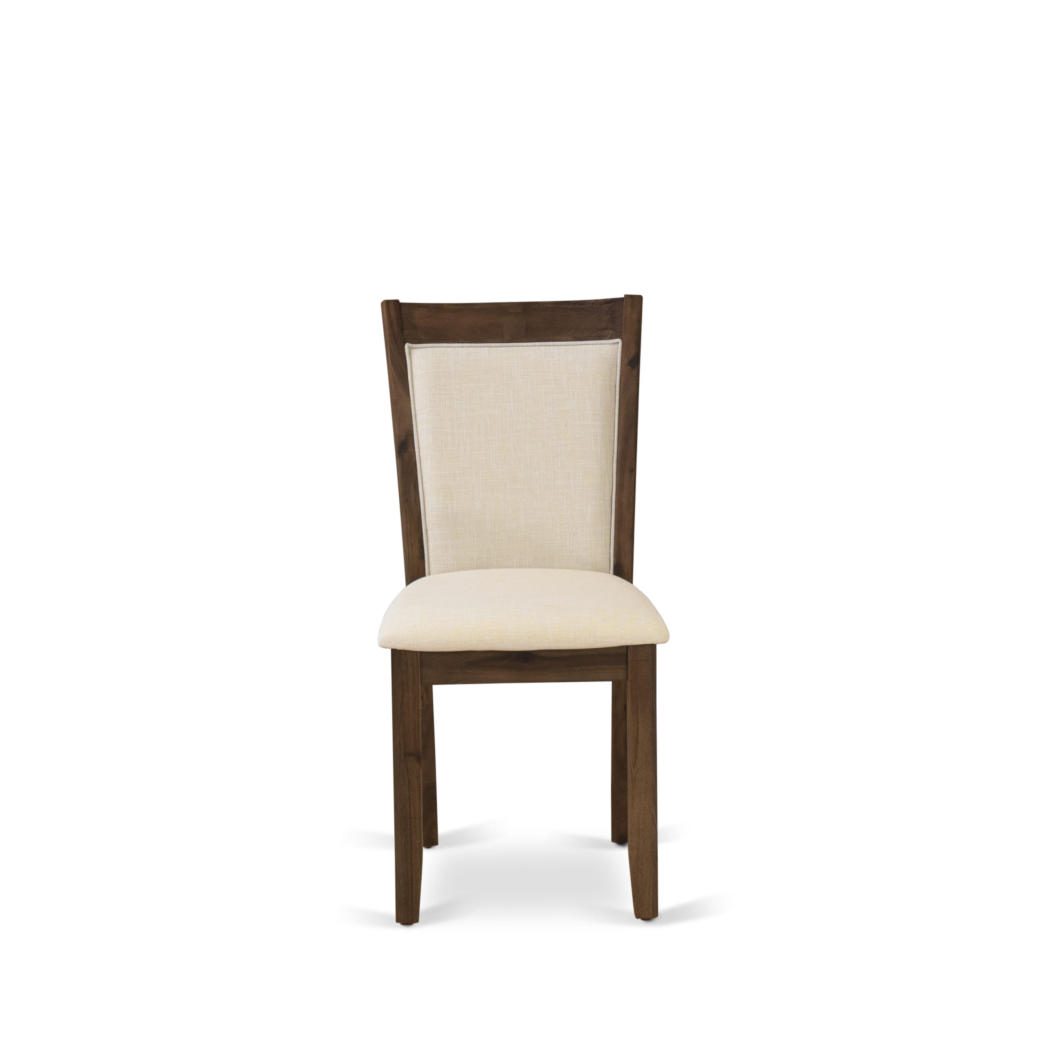 EAST WEST FURNITURE - V776MZN32-6 - 6-Pc Small Dining Set - 1 Beautiful Modern Dining Table, A Dining Bench and 4 light beige linen fabric Wood Dining Chairs with Stylish Back (Distressed Jacobean Finish)