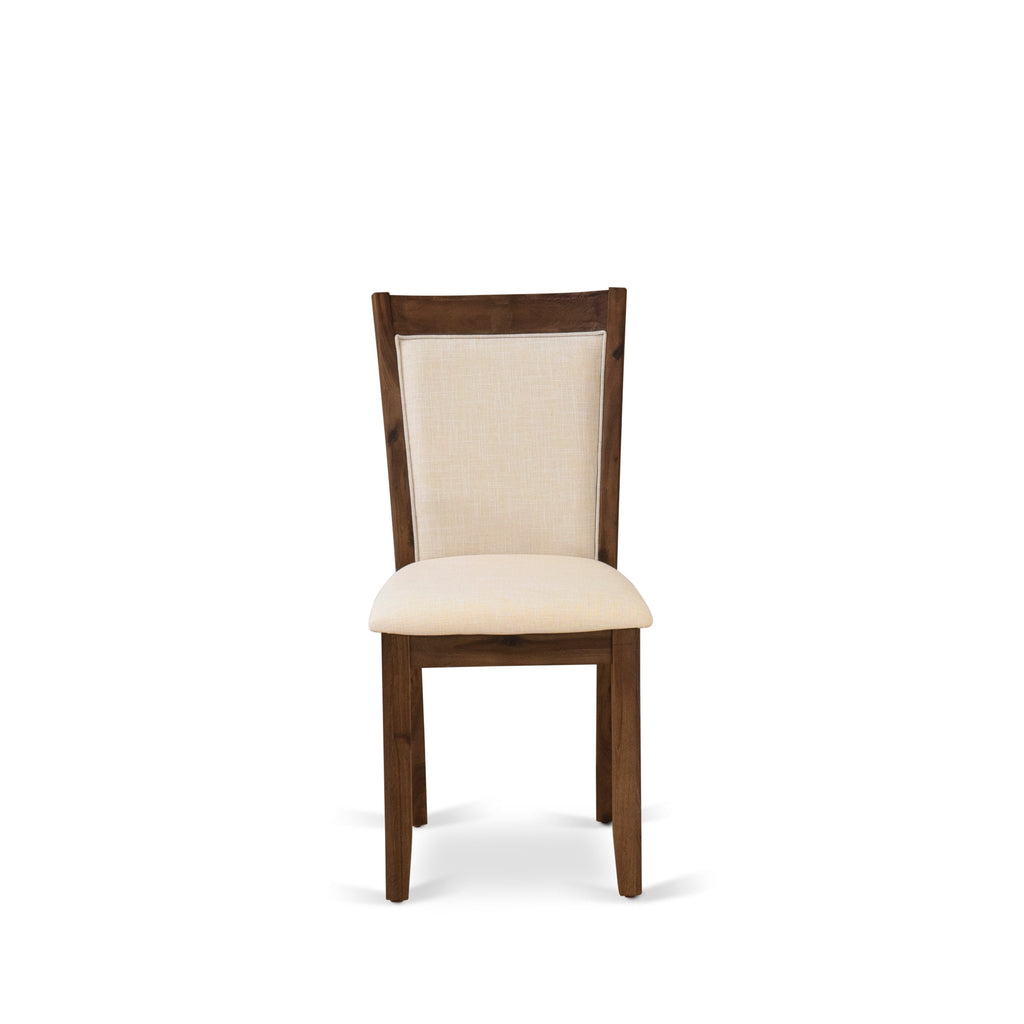 East West Furniture MZCNT32 Monza Parson Chairs - Light Beige Linen Fabric Upholstered Dining Chairs, Set of 2, Antique Walnut