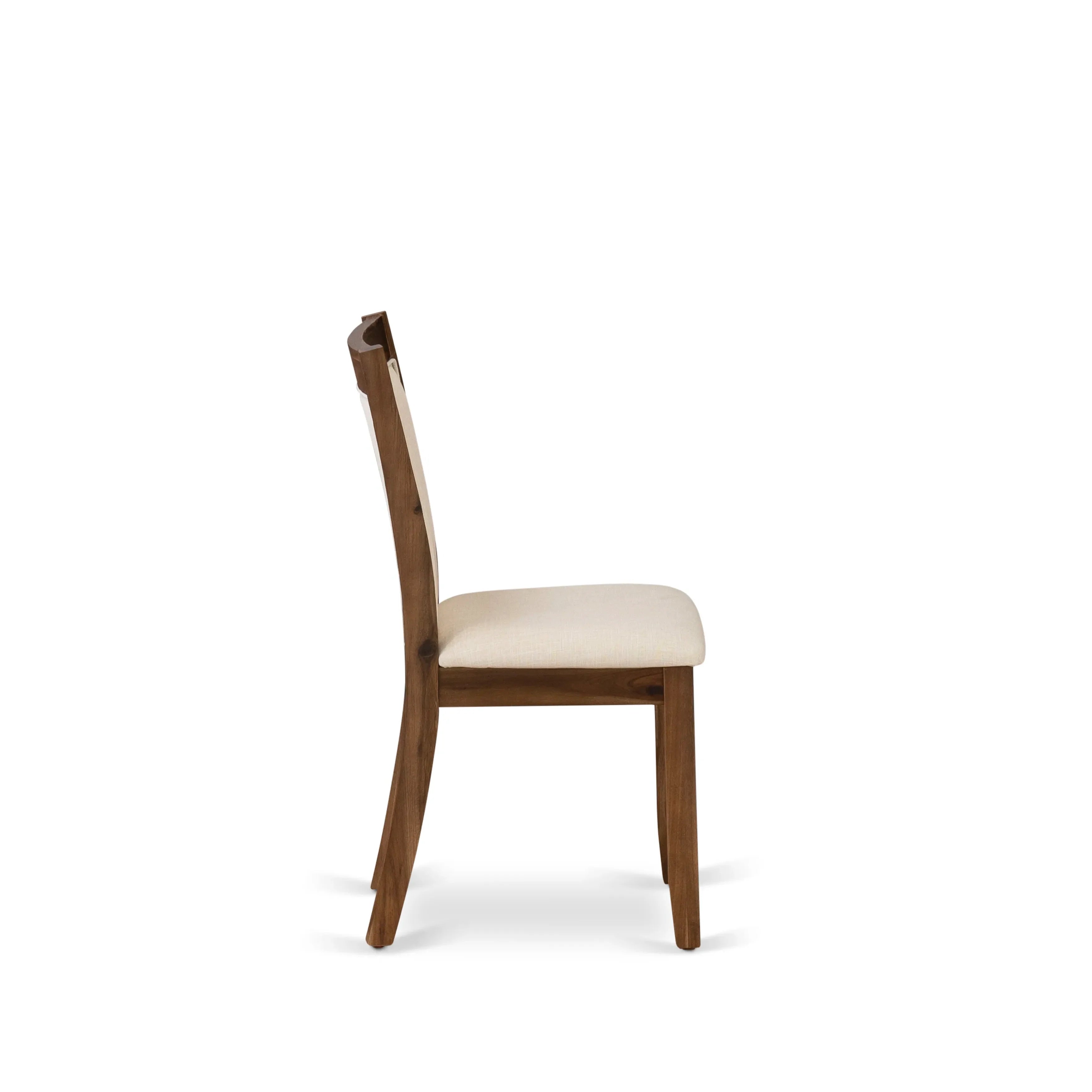 El juego de mesa de comedor de 5 piezas East West Furniture LAMZ5-N8-32 incluye una mesa de cocina rectangular con diseño de hojas de mariposa y 4 sillas tapizadas en tela de lino beige claro.
