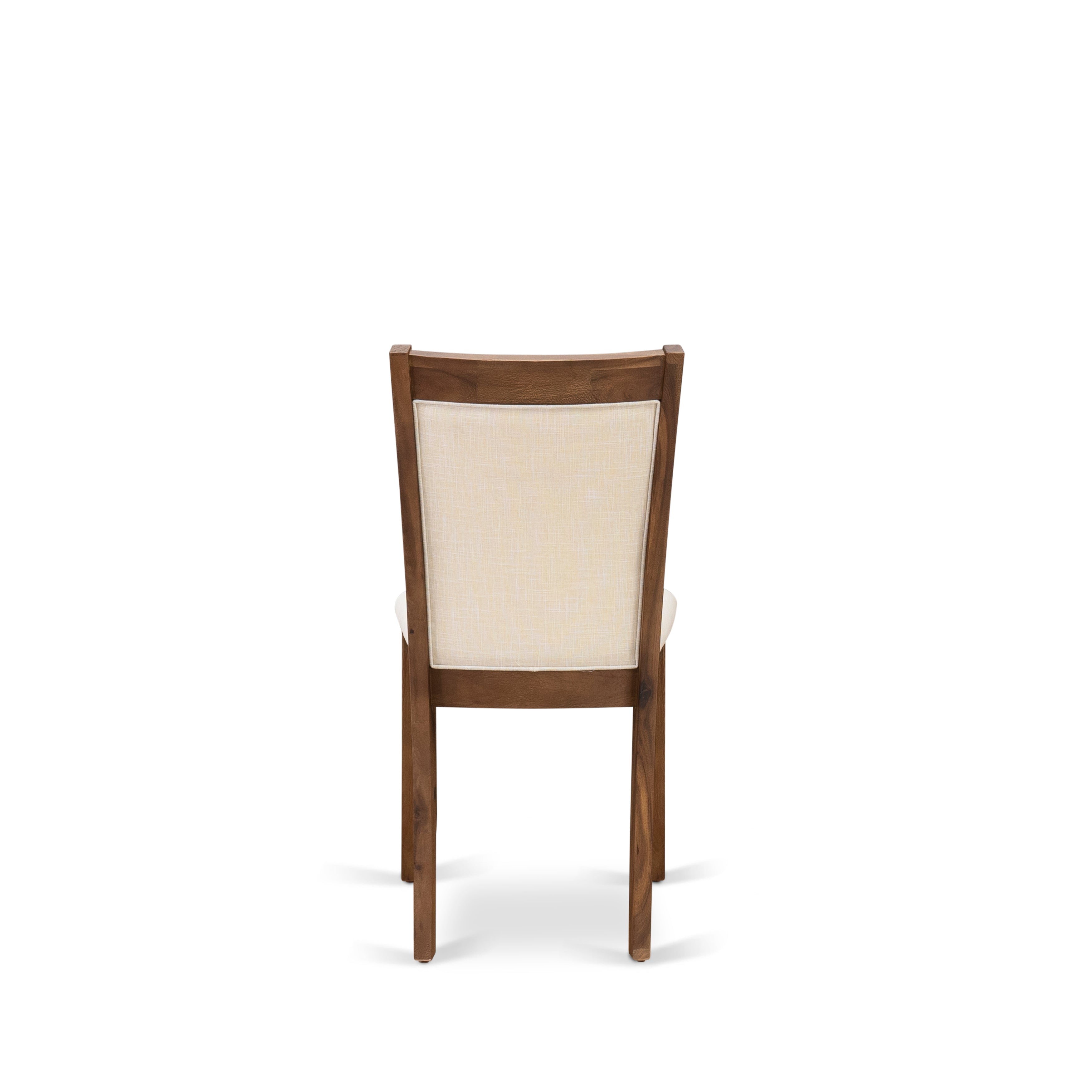 East West Furniture MZCNT32 Dining Chairs Set of 2 - Light Beige Linen Fabric Seat and High Chair Back - Sand Blasting Antique Walnut Finish (SET OF 2)