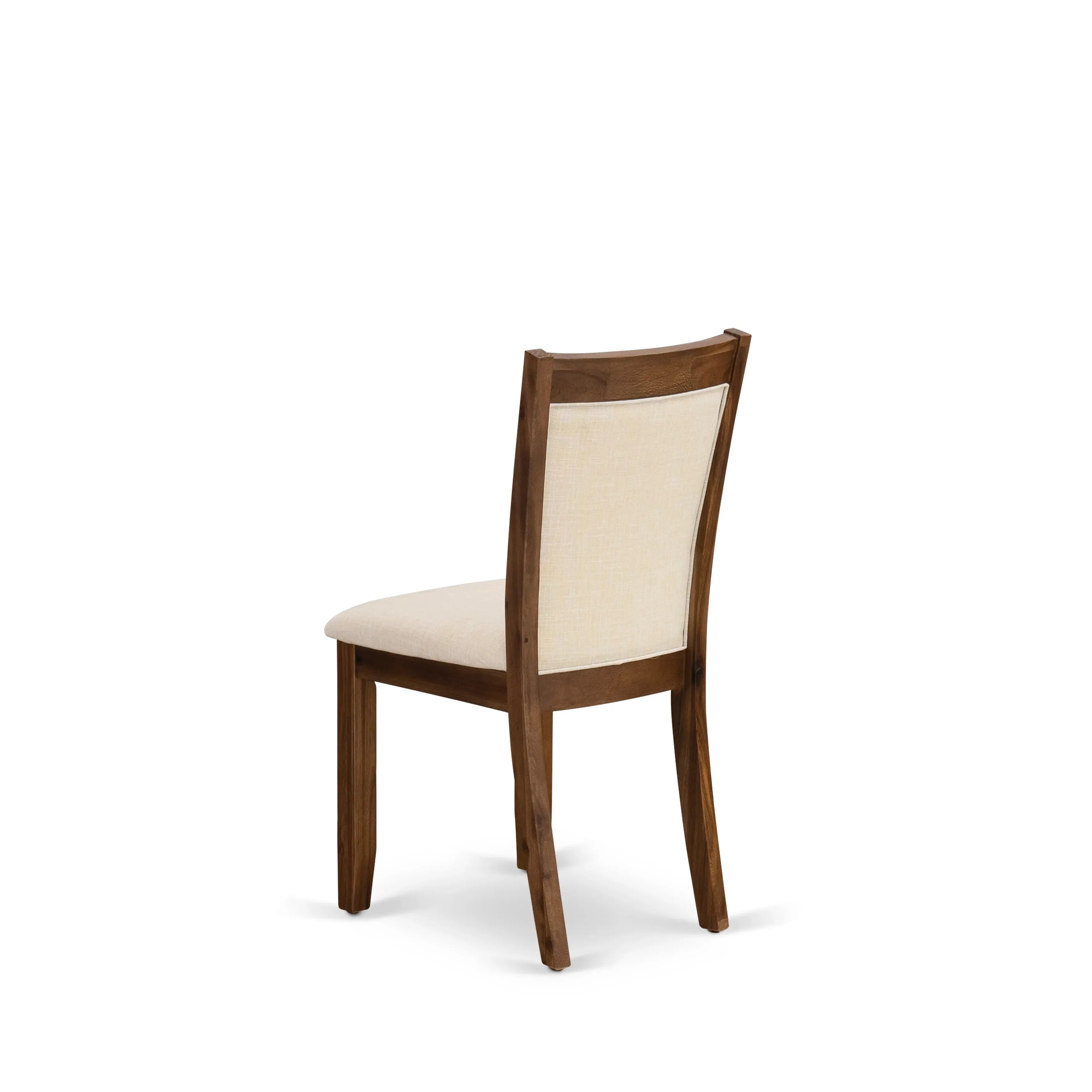 East West Furniture LAMZ5-N7-32 5-Pcs Dining Table Set - 1 Wood Dining Table with Double Pedestal and 4 Light Beige Linen Fabric Modern Chairs with Stylish High Back - Distressed Jacobean Finish