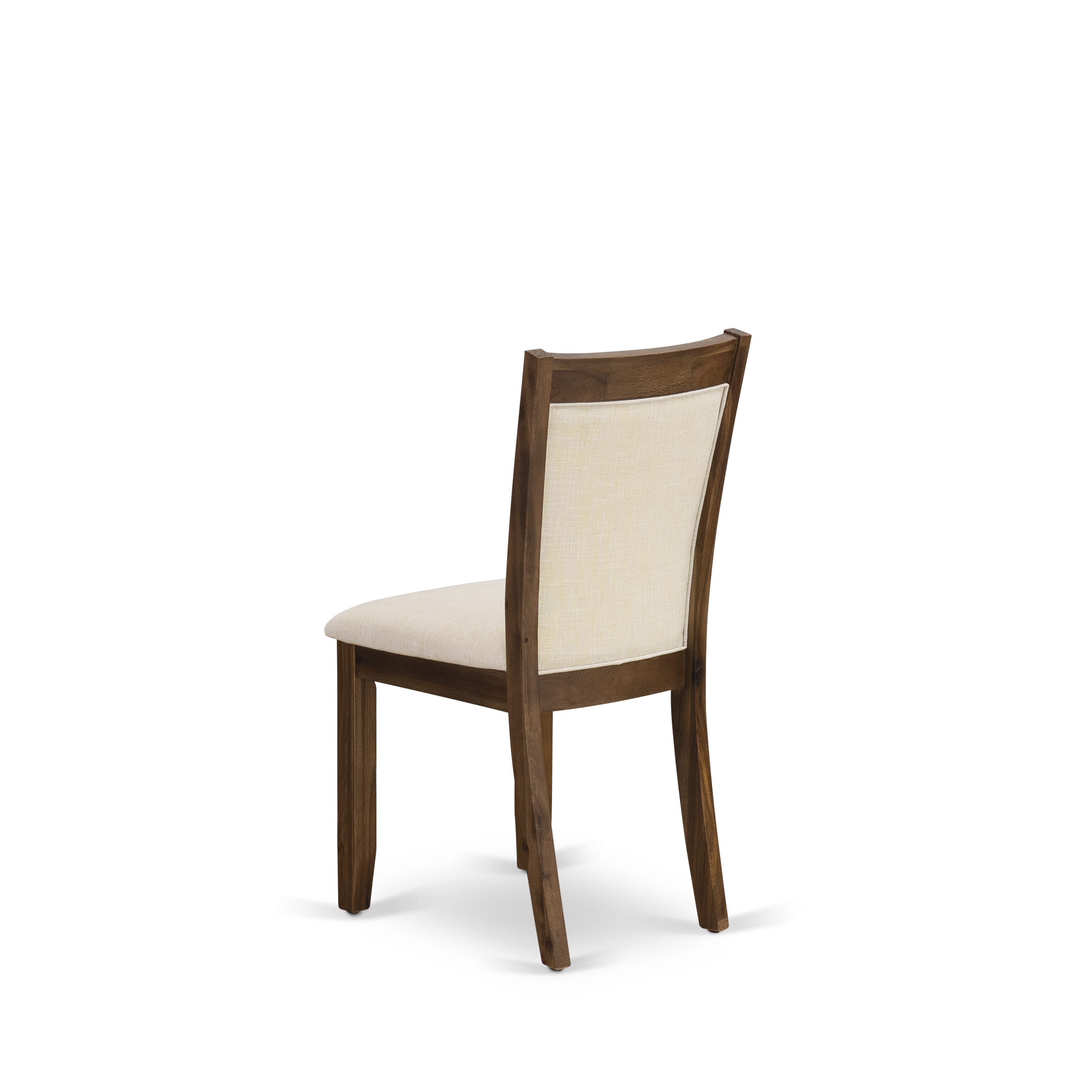EAST WEST FURNITURE - CNMZ7-NN-32- 7-Pcs Dining Set - A Wood Dining Table and 6 Light Beige Linen Fabric Mid Century Chairs with Stylish High Back - (Sand Blasting Antique Walnut Finish)
