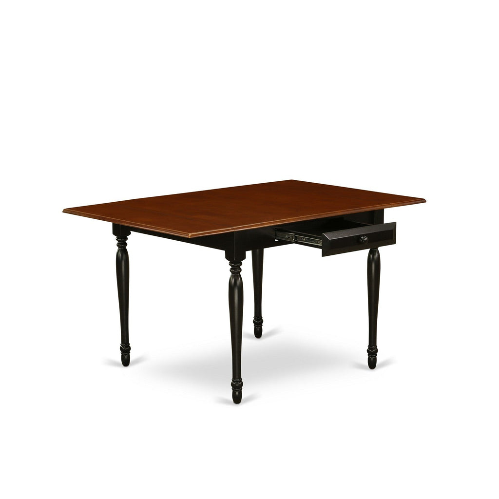 East West Furniture MZT-BCH-T Monza Mid-Century Modern Dining Table - a Rectangle Dining Table Top with Dropleaf & Stylish Legs