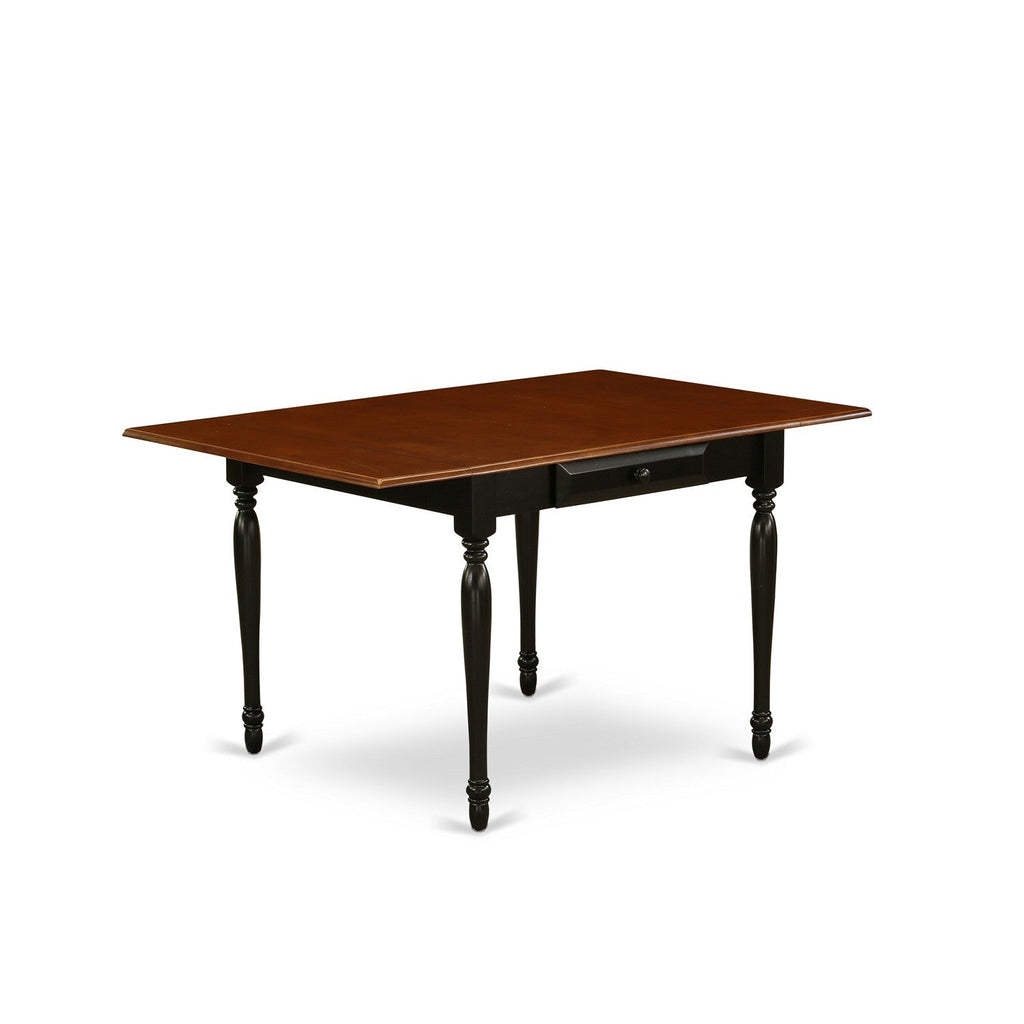 East West Furniture MZAN5-BCH-W 5 Piece Kitchen Table & Chairs Set Includes a Rectangle Dining Room Table with Dropleaf and 4 Dining Chairs