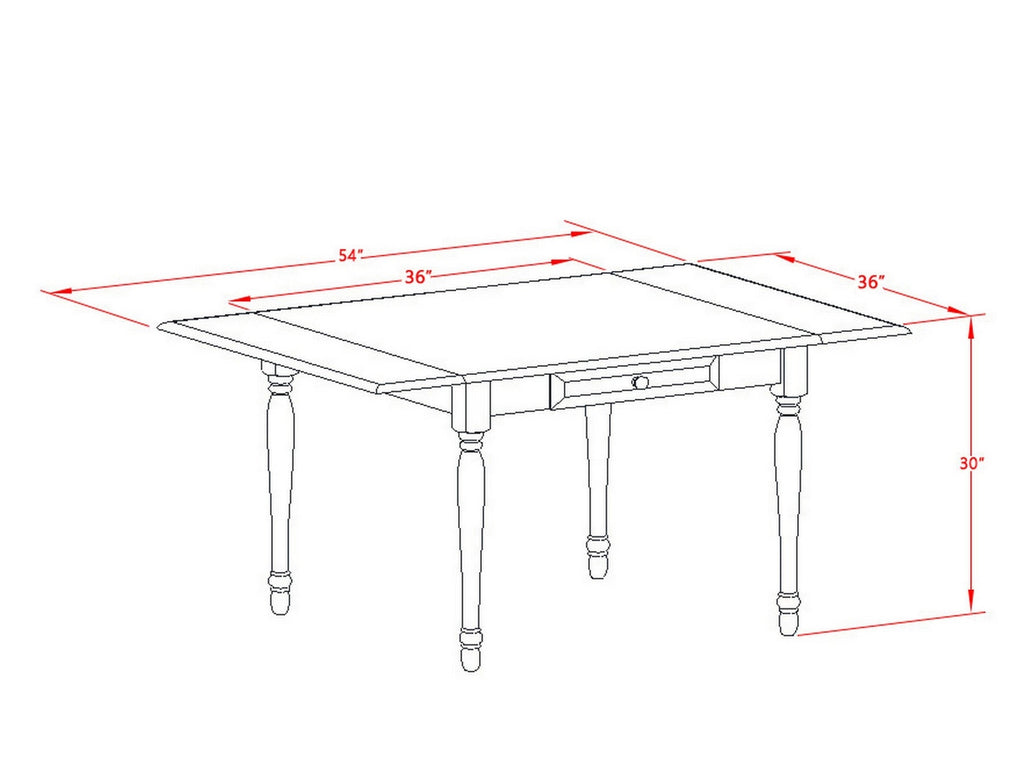 East West Furniture MZT-BCH-T Monza Mid-Century Modern Dining Table - a Rectangle Dining Table Top with Dropleaf & Stylish Legs, 36x54 Inch, Black & Cherry