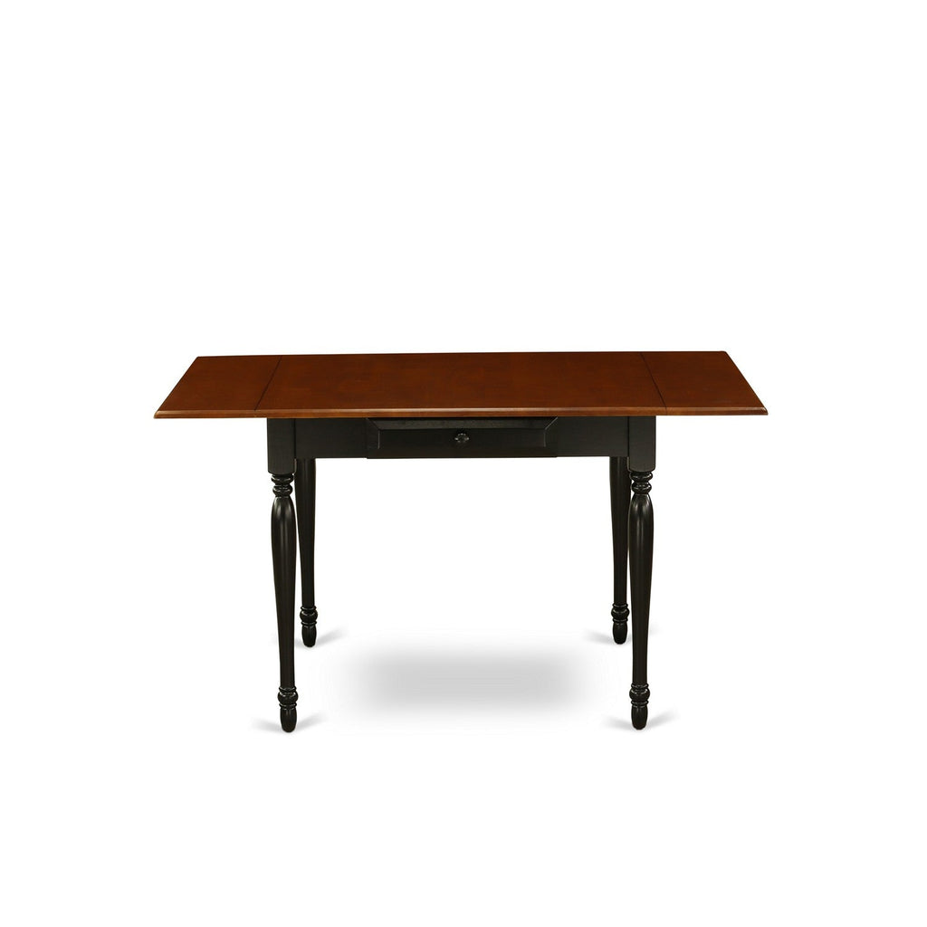 East West Furniture MZAN5-BCH-W 5 Piece Kitchen Table & Chairs Set Includes a Rectangle Dining Room Table with Dropleaf and 4 Dining Chairs