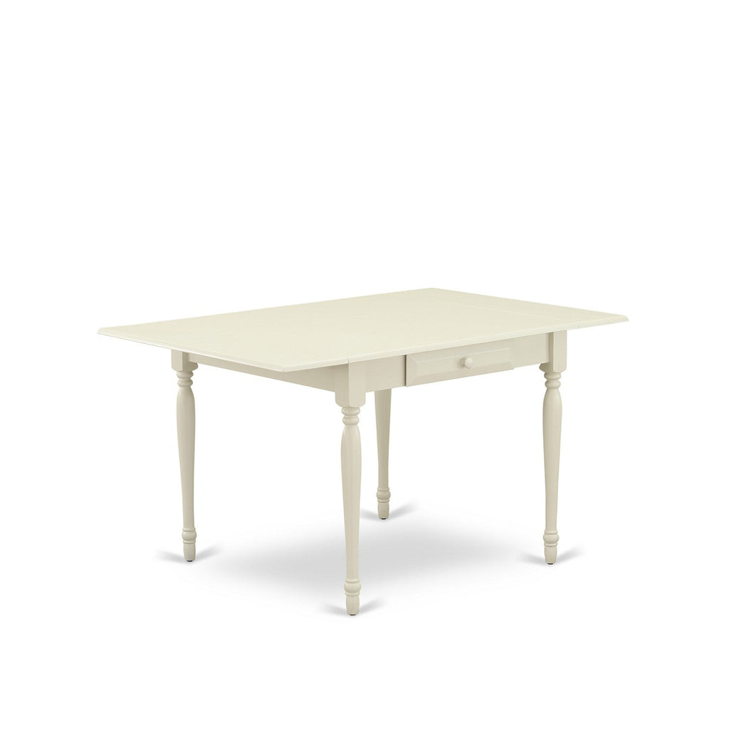 East West Furniture 1MZAB3-LWH-02 3 Piece Dining Table Set Contains a Rectangle Dining Room Table with Dropleaf and 2 Light Beige Linen Fabric Upholstered Chairs, 36x54 Inch, Linen White