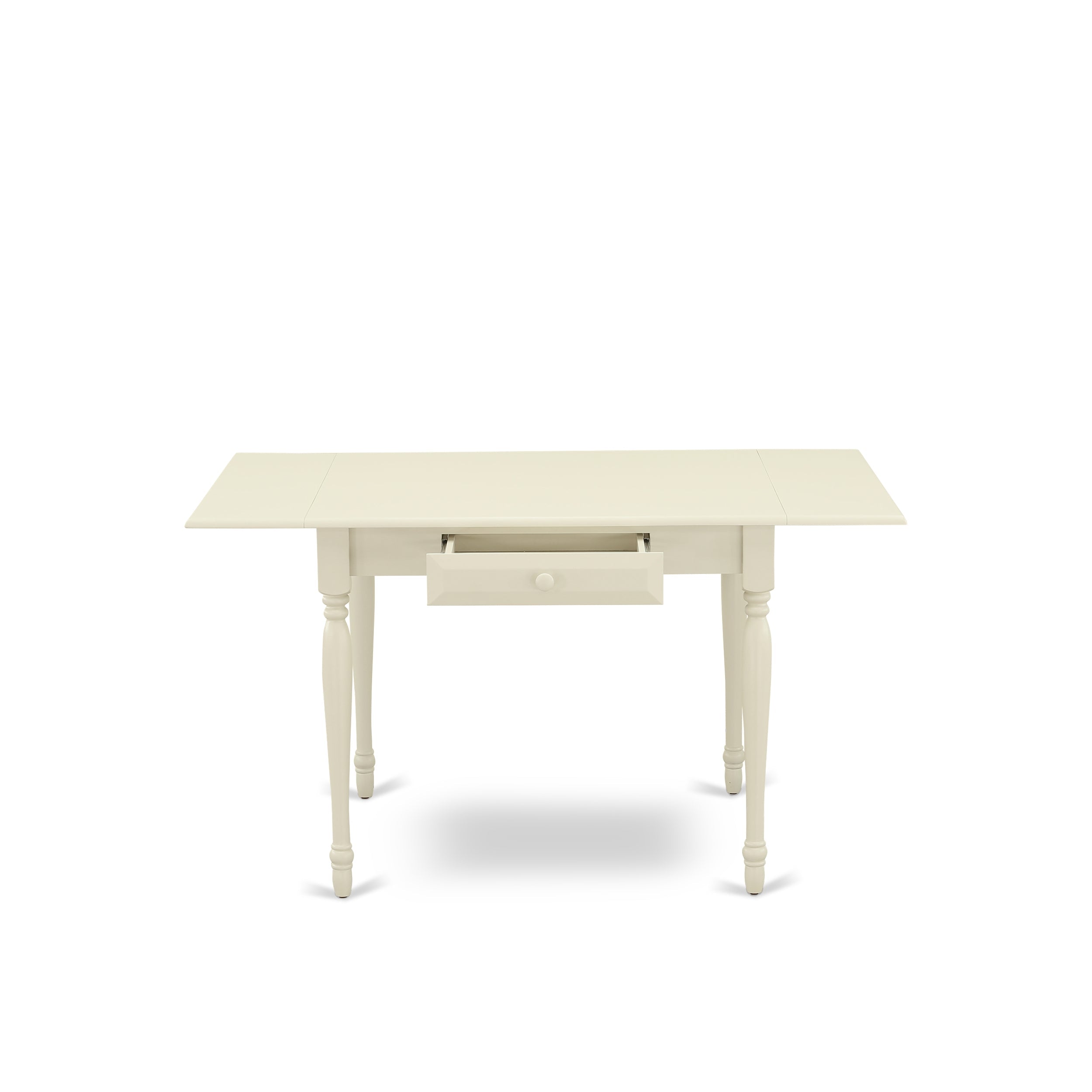 East West Furniture 1MZAB3-LWH-64 3Pc Dining Table Set for 2 Includes a Small Dining Table and 2 Parsons Chairs with White Color PU Leather, Drop Leaf Table with Full Back Chairs, Linen White Finish
