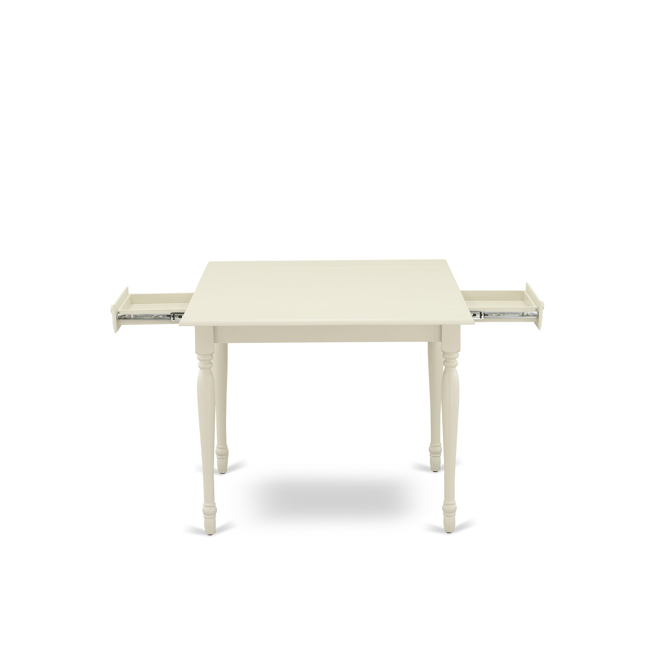 East West Furniture 1MZAB5-LWH-64 5Pc Wood Dining Table Set Consists of a Dining Table and 4 Parsons Dining Chairs with White Color PU Leather, Drop Leaf Table with Full Back Chairs, Linen White Finish