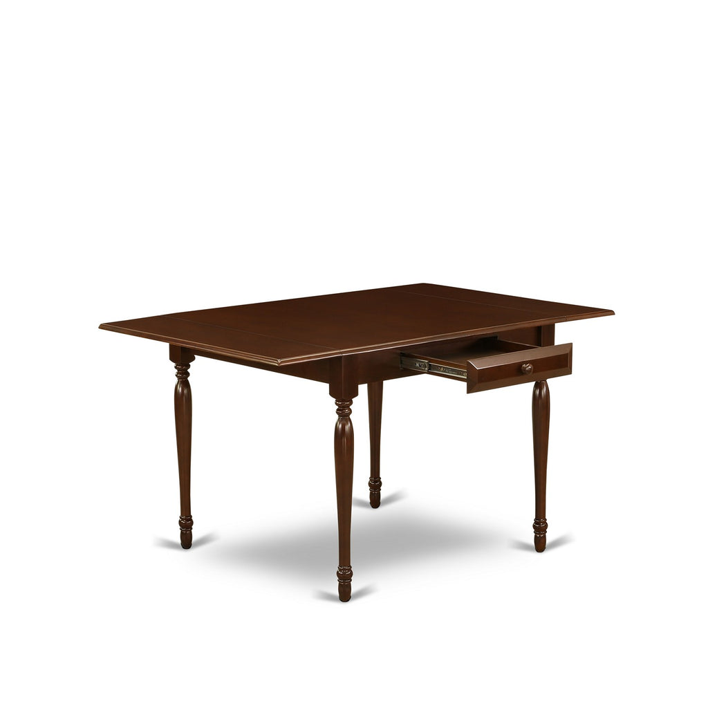 East West Furniture 1NDCE5-MAH-10 Dining Set 5 Pc - 4 Kitchen Chairs and a Wooden Table - Mahogany Finish Solid wood - Dahlia Color Linen Fabric