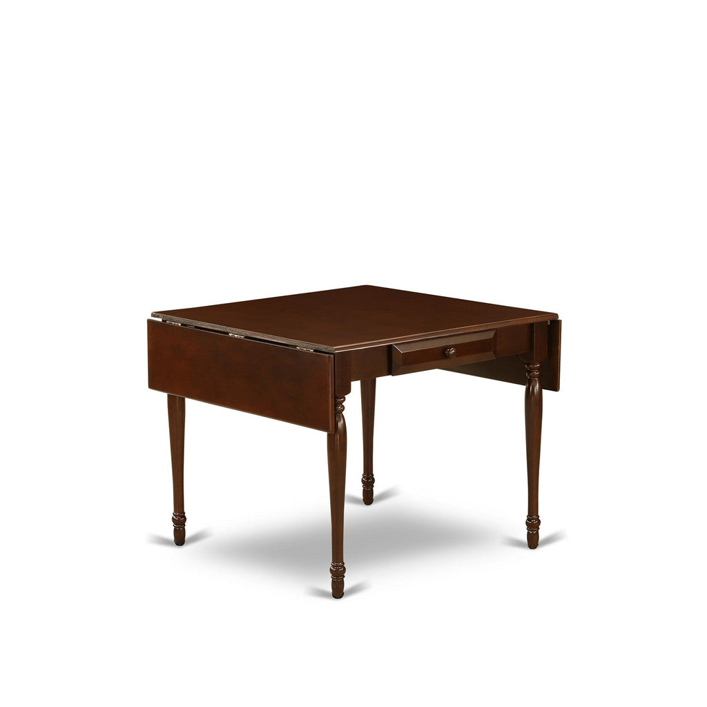 East West Furniture MZIP5-MAH-W 5 Piece Kitchen Table & Chairs Set Includes a Rectangle Dining Table with Dropleaf and 4 Dining Room Chairs
