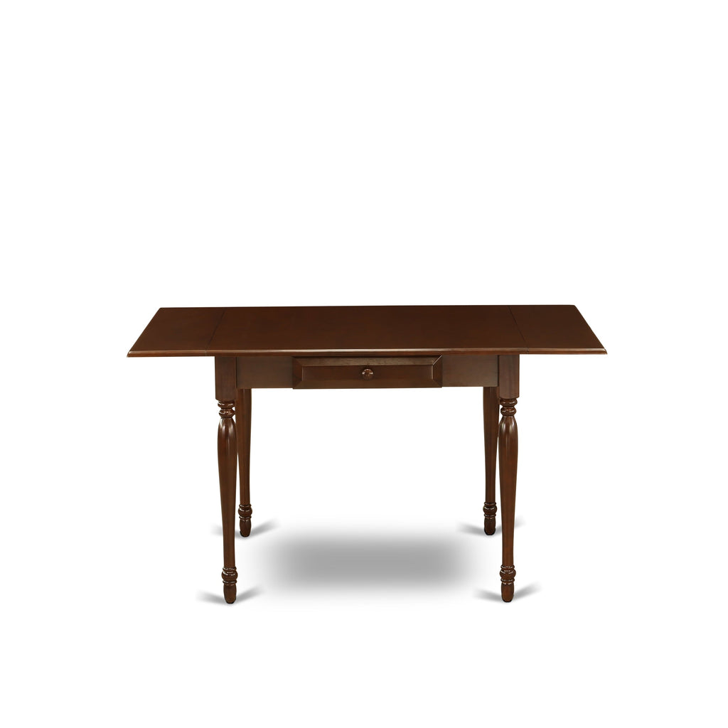 Juego de comedor de 3 piezas East West Furniture 1MZAB3-MAH-72 para espacios pequeños. Incluye una mesa de madera y dos sillas Parsons de cuero sintético color rojo ladrillo refractario, mesa abatible con respaldo completo y acabado caoba.