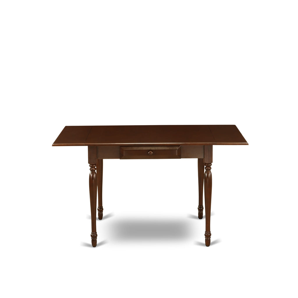 East West Furniture 1MZCE5-MAH-10 5Pc Dinette Set Offers a Wood Table and 4 Parsons Dining Chairs with Dahlia Color Linen Fabric, Drop Leaf Table with Full Back Chairs, Mahogany Finish