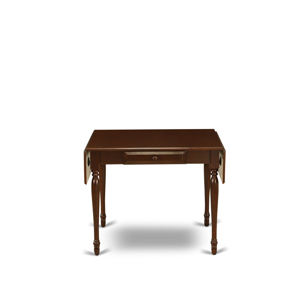 Juego de comedor de 3 piezas East West Furniture 1MZAB3-MAH-72 para espacios pequeños. Incluye una mesa de madera y dos sillas Parsons de cuero sintético color rojo ladrillo refractario, mesa abatible con respaldo completo y acabado caoba.
