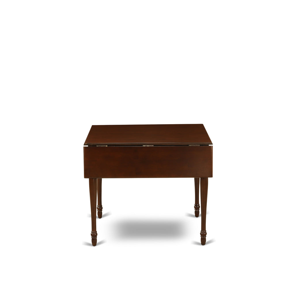 Juego de comedor de 3 piezas East West Furniture 1MZAB3-MAH-72 para espacios pequeños. Incluye una mesa de madera y dos sillas Parsons de cuero sintético color rojo ladrillo refractario, mesa abatible con respaldo completo y acabado caoba.