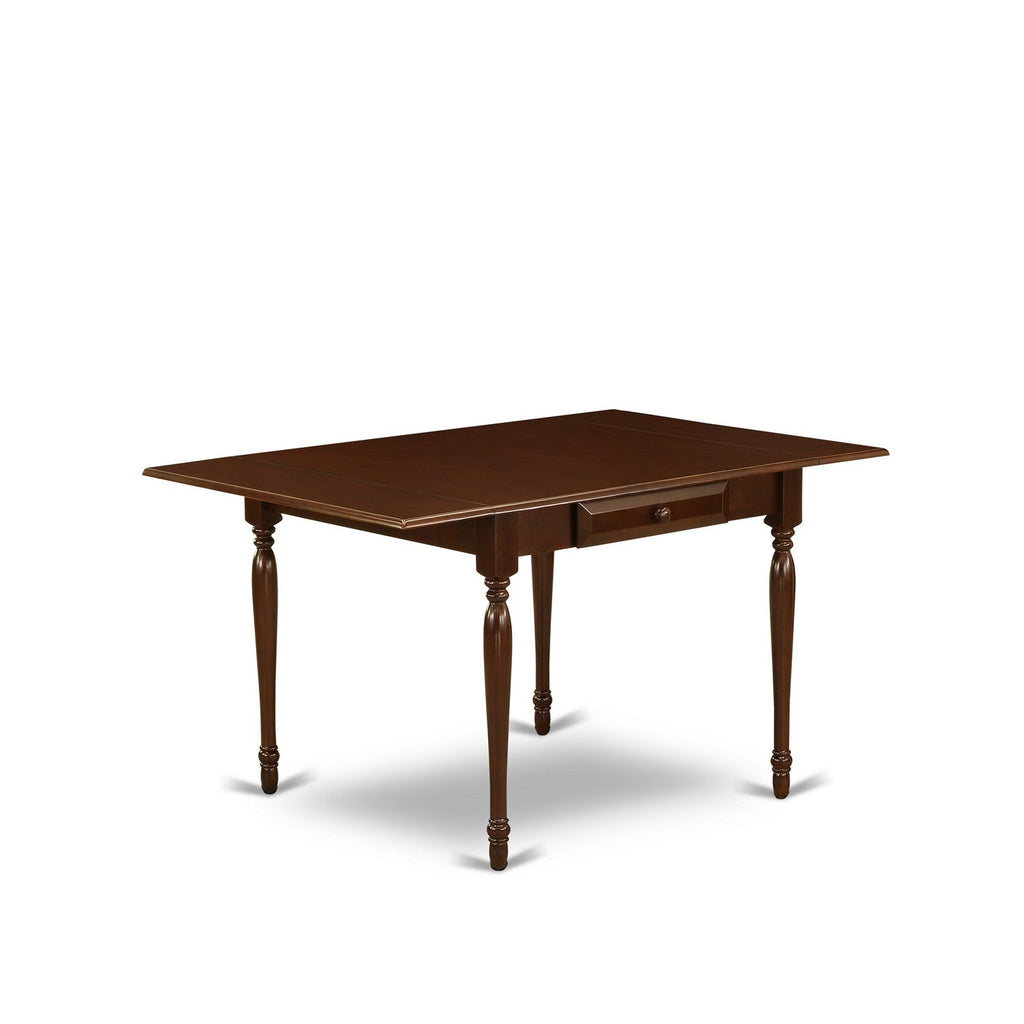 East West Furniture MZIP5-MAH-W 5 Piece Kitchen Table & Chairs Set Includes a Rectangle Dining Table with Dropleaf and 4 Dining Room Chairs