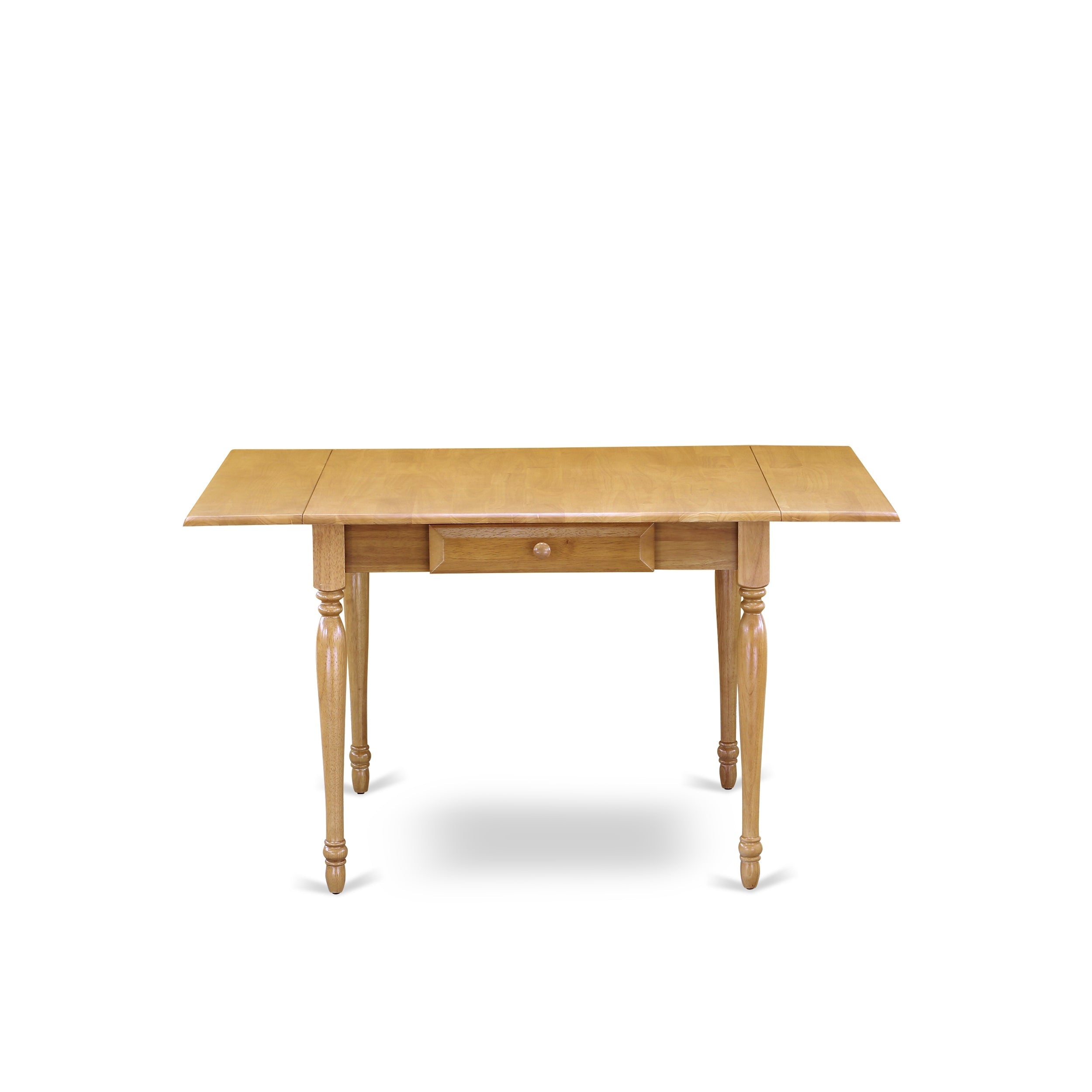 East West Furniture 1MZAB3-OAK-04 3Pc Dinette Set Contains a Small Dining Table and 2 Parsons Dining Chairs with Light Fawn Color Linen Fabric, Drop Leaf Table with Full Back Chairs, Oak Finish