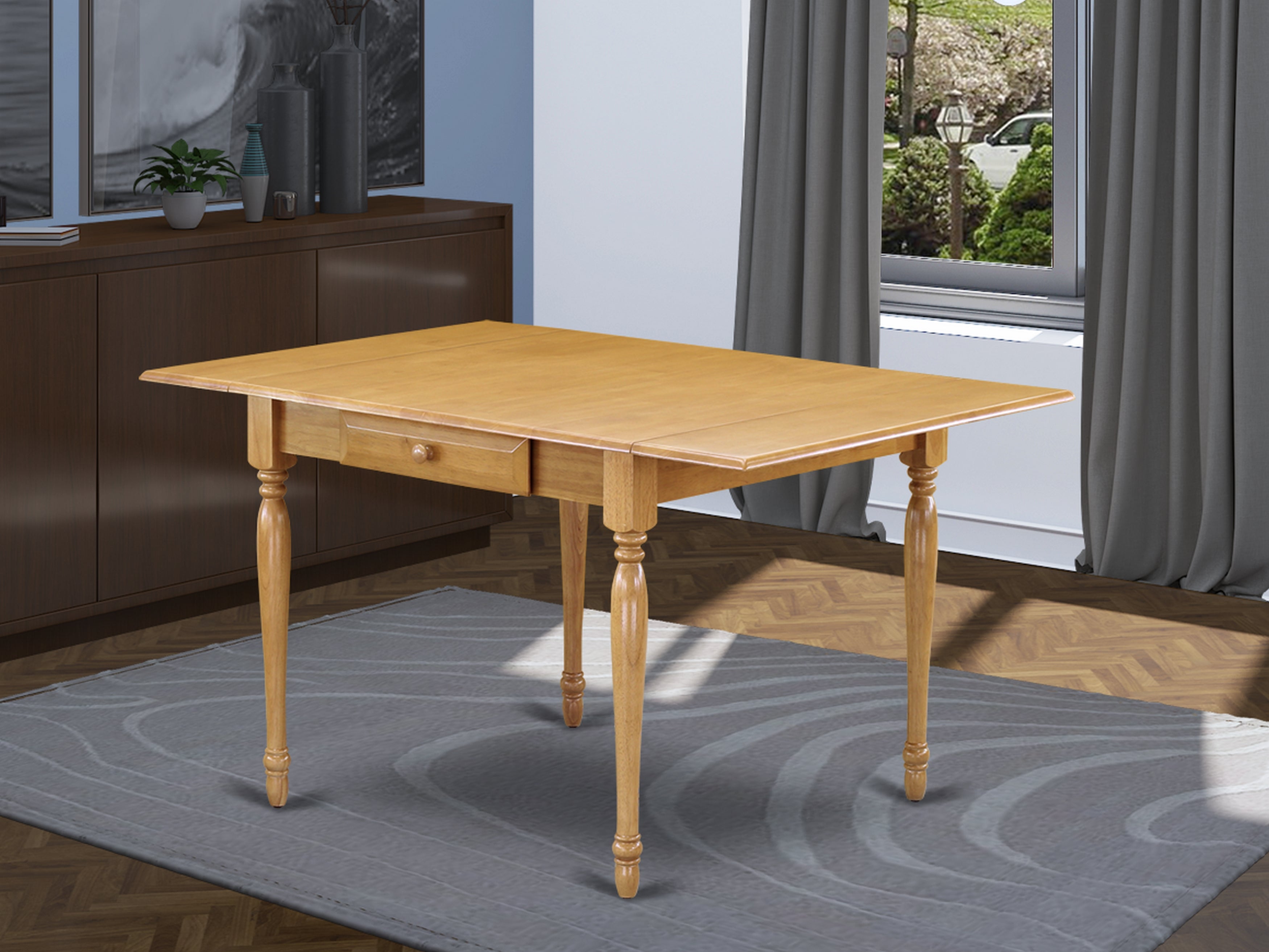 MZT-OAK-T Monza Rectangular Table 36"X54" With 2 Drop Leaves Leaf In Oak Finish