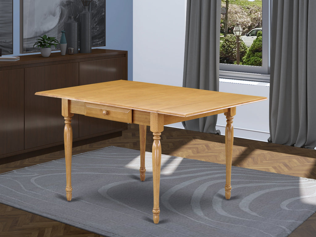 East West Furniture MZT-OAK-T Monza Modern Kitchen Table - a Rectangle Dining Table Top with Dropleaf & Stylish Legs