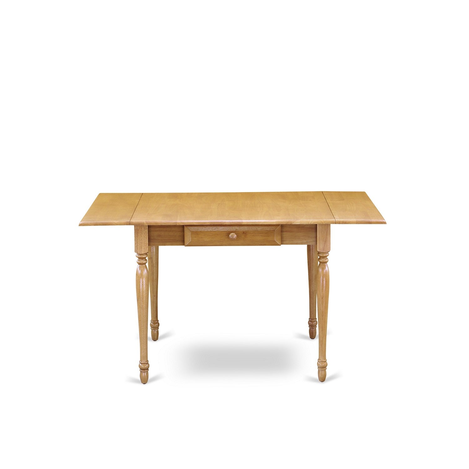 East West Furniture MZNO5-OAK-W 5 Pieces Modern Dining Table set - Strong Drop Leaf Solid Wood Dining Table and 4 Real Wood Seat Dining Room Chairs, Oak Finish