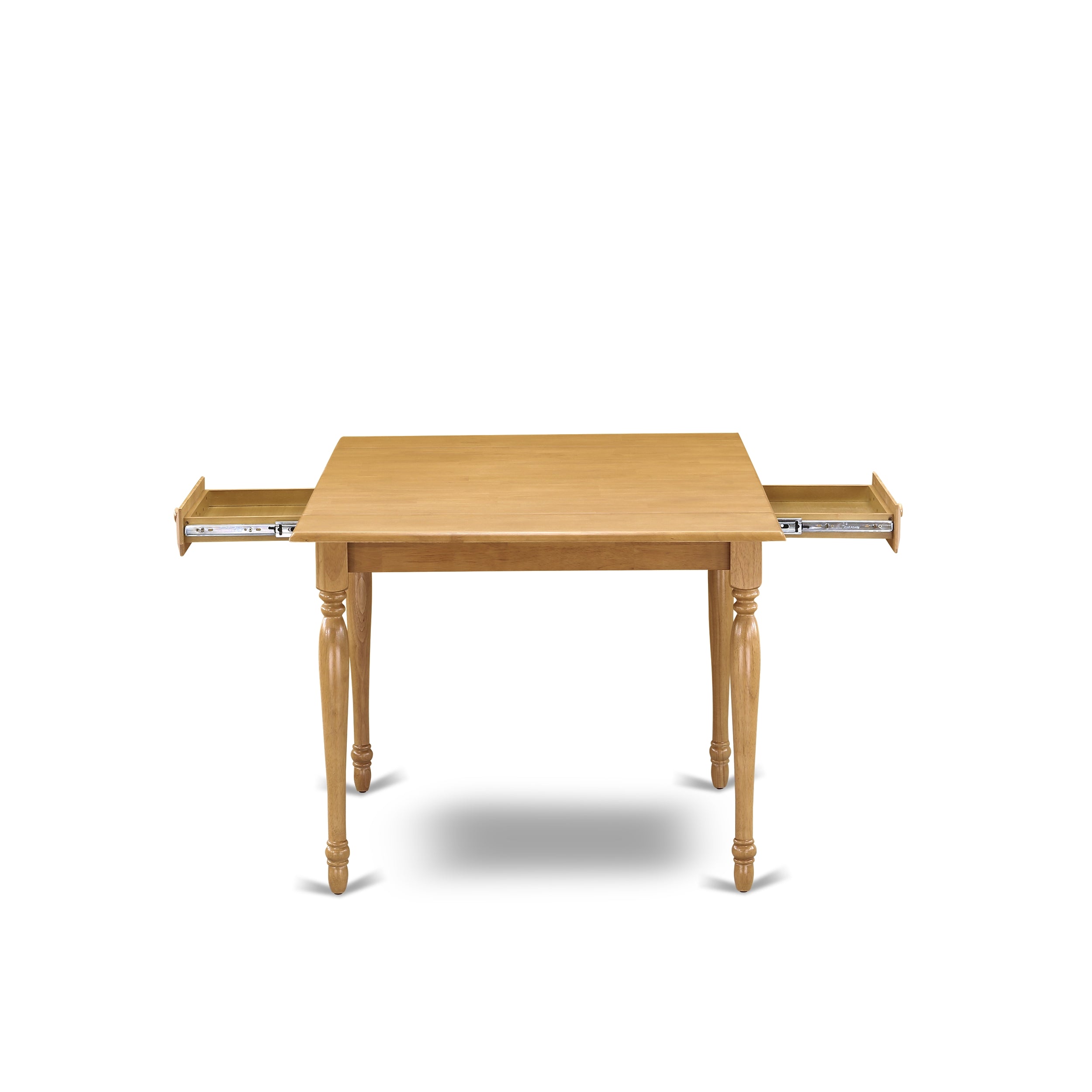 East West Furniture 1MZAB3-OAK-04 3Pc Dinette Set Contains a Small Dining Table and 2 Parsons Dining Chairs with Light Fawn Color Linen Fabric, Drop Leaf Table with Full Back Chairs, Oak Finish
