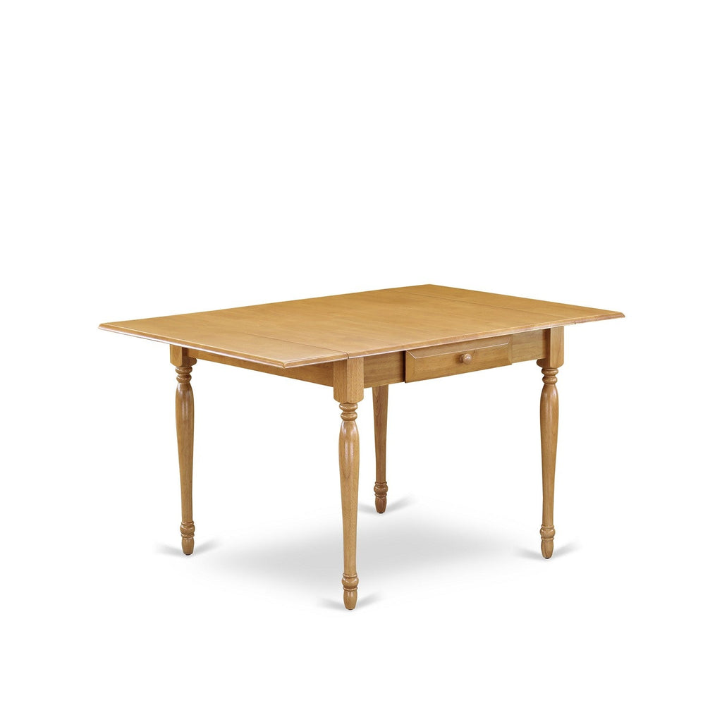 East West Furniture MZAN3-OAK-LC 3 Piece Kitchen Table & Chairs Set Contains a Rectangle Dining Table with Dropleaf and 2 Faux Leather Dining Room Chairs