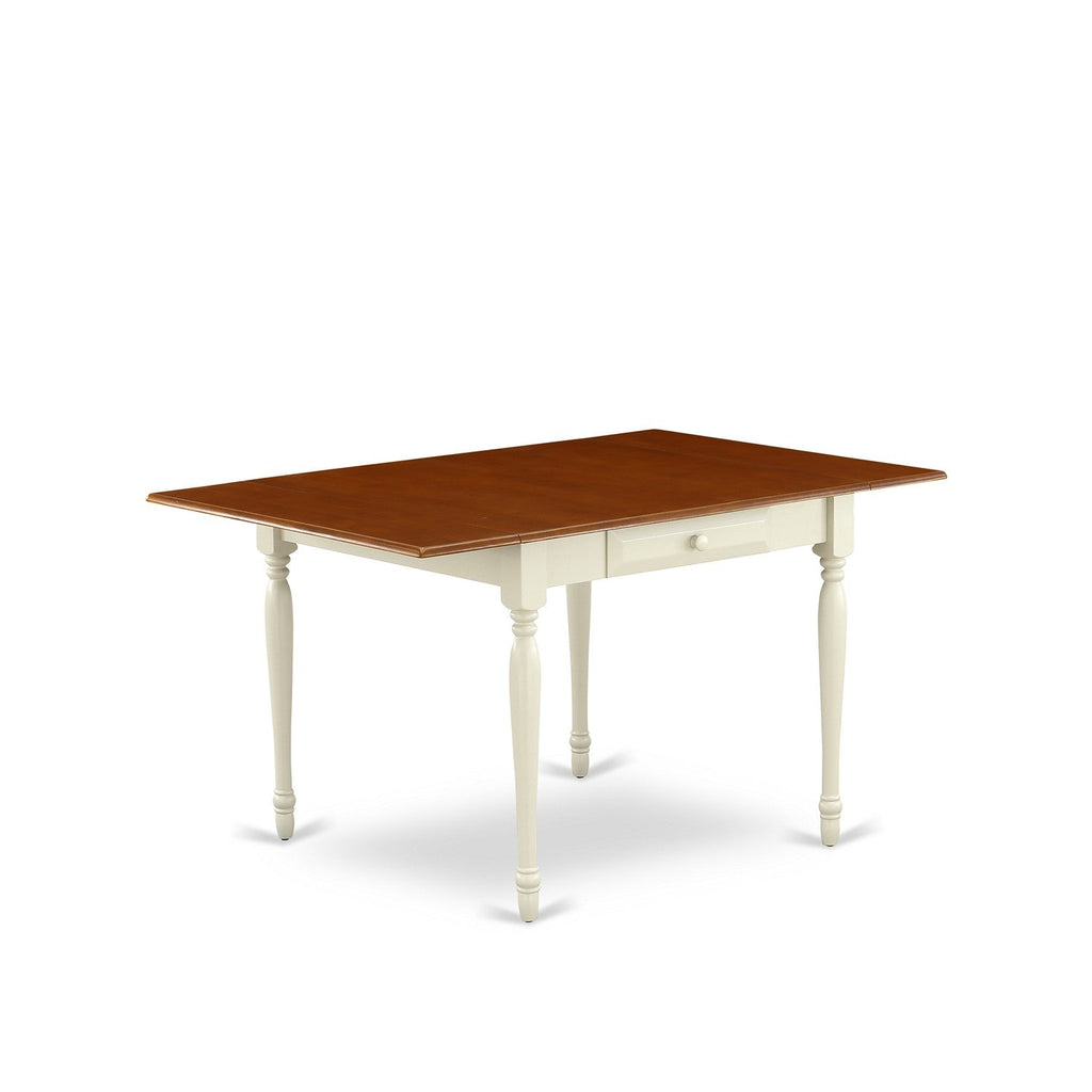 East West Furniture MZAN5-WHI-W 5 Piece Dinette Set for 4 Includes a Rectangle Dining Room Table with Dropleaf and 4 Kitchen Dining Chairs