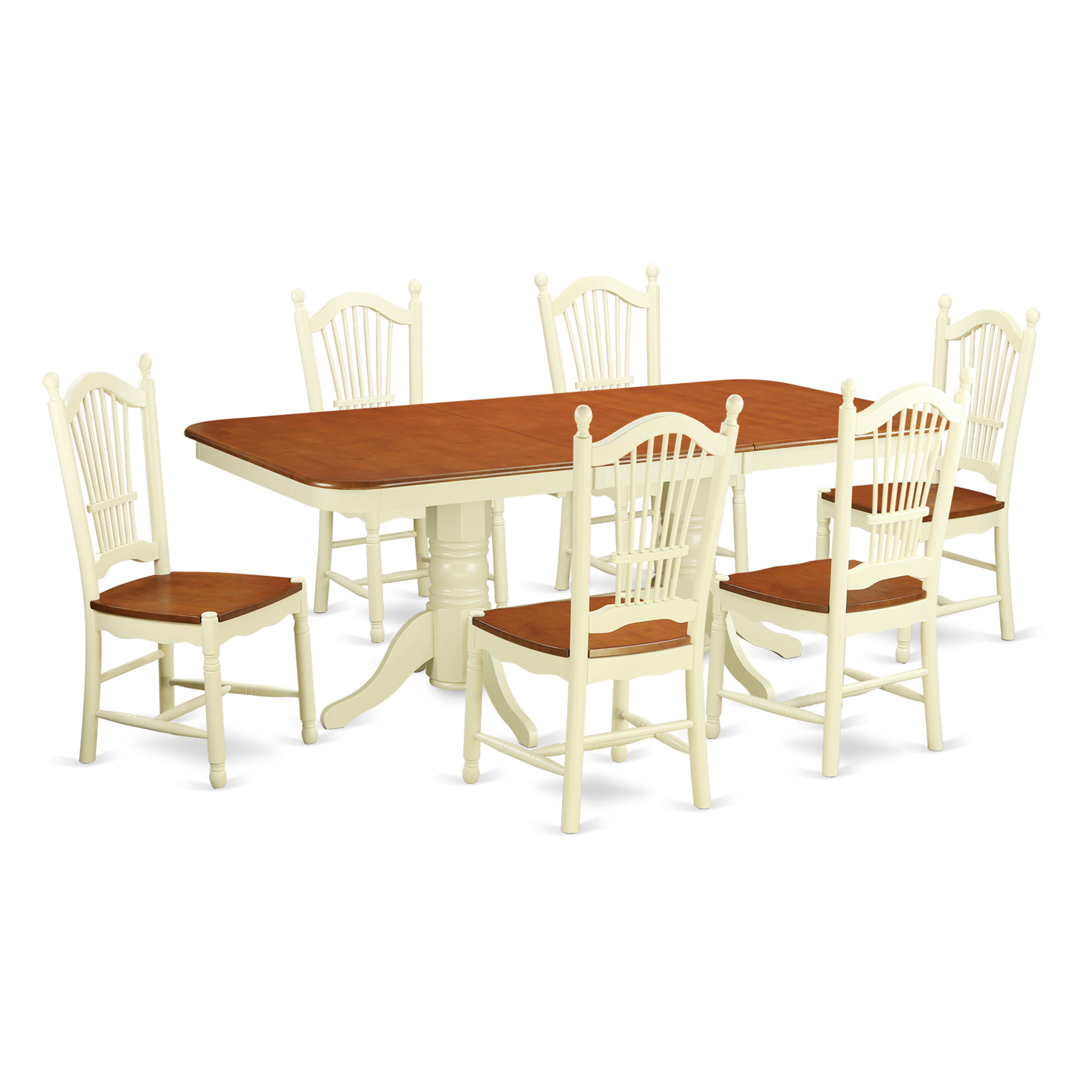 NADO7-WHI-W 7 Pc Dining room set -Kitchen Table and 6 Dining Chairs