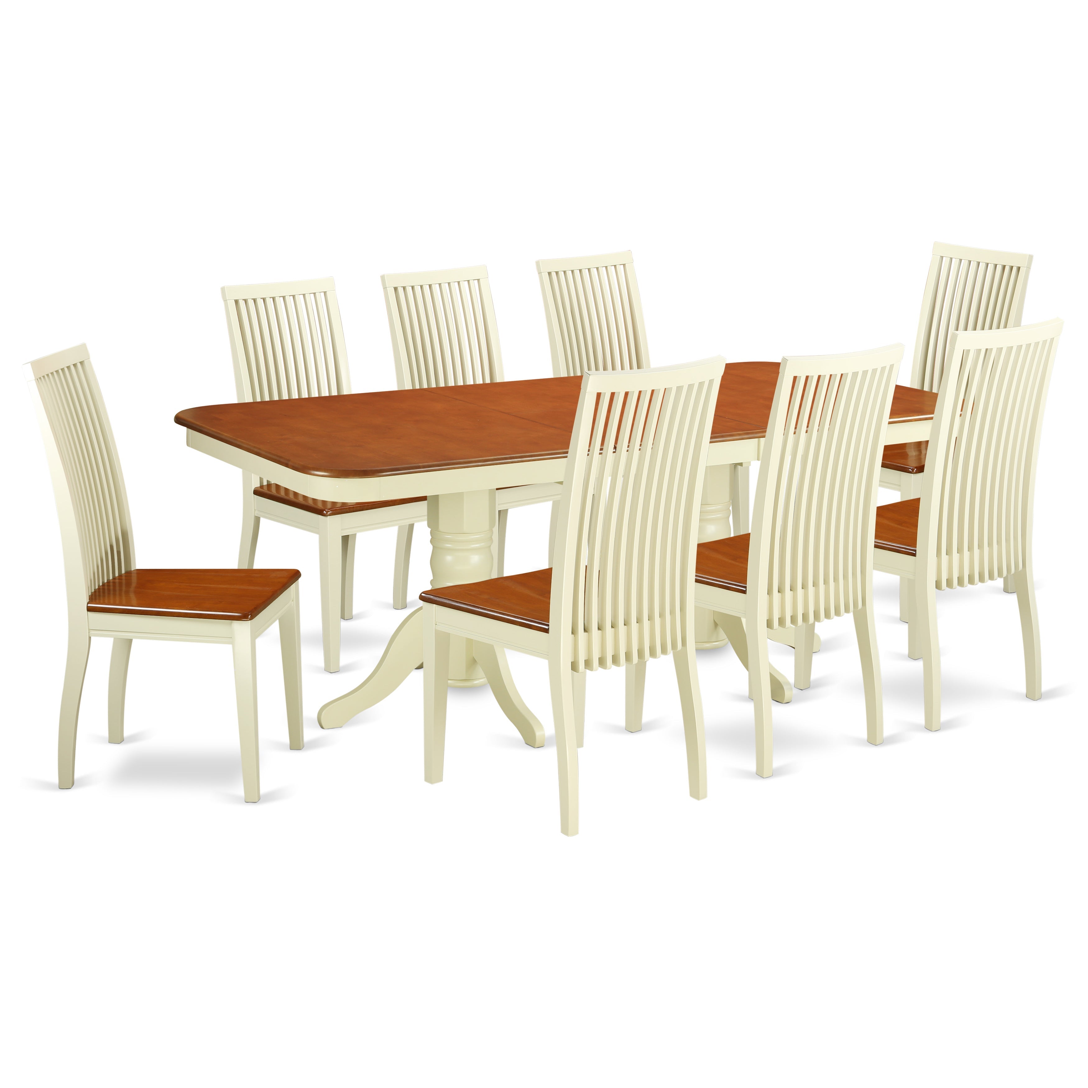 NAIP9-WHI-W 9 PC dining table set for 8- Dinette table and 8 dining room chairs