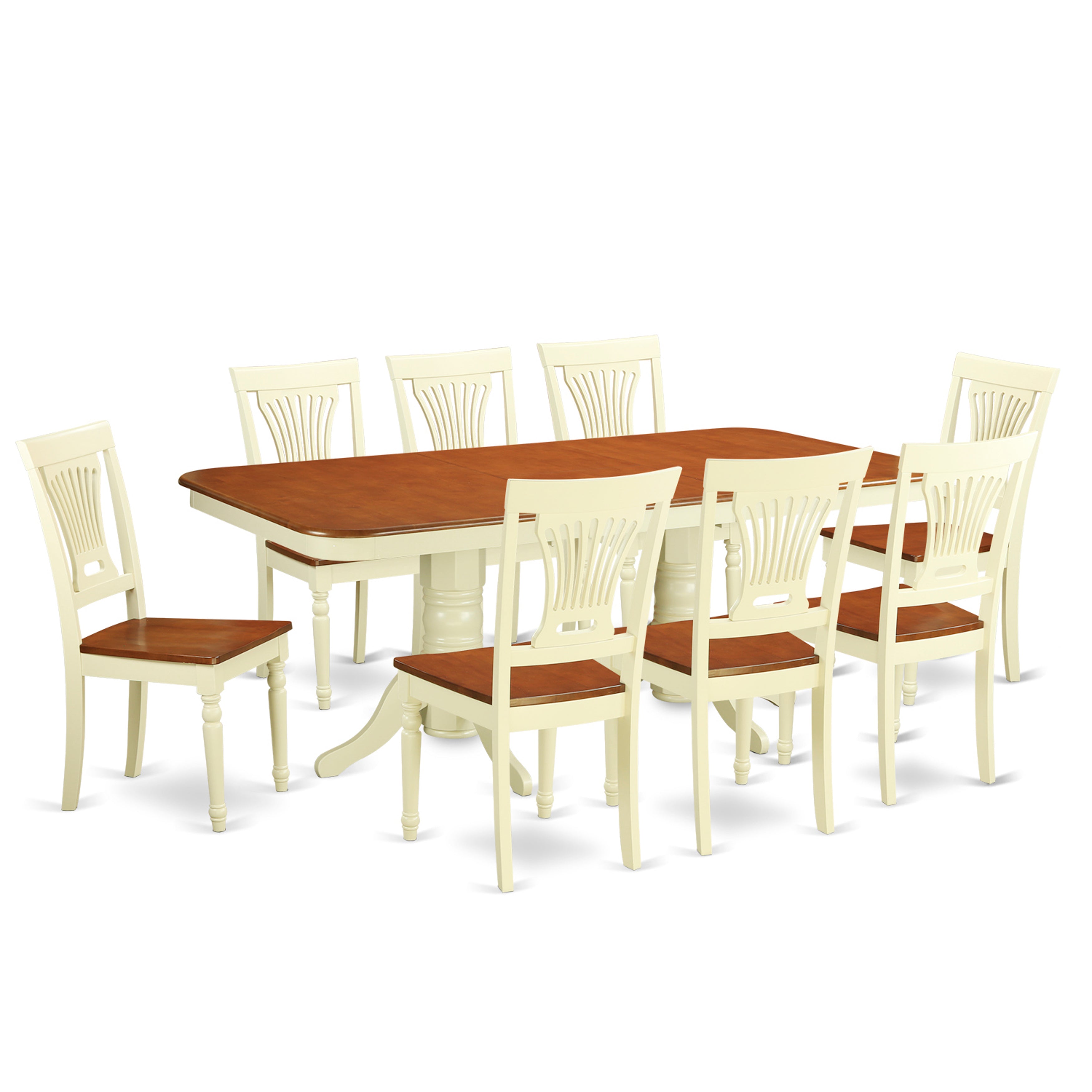 NAPL9-WHI-W 9 PC Dining room set for 8-Dining Table and 8 Chairs for Dining