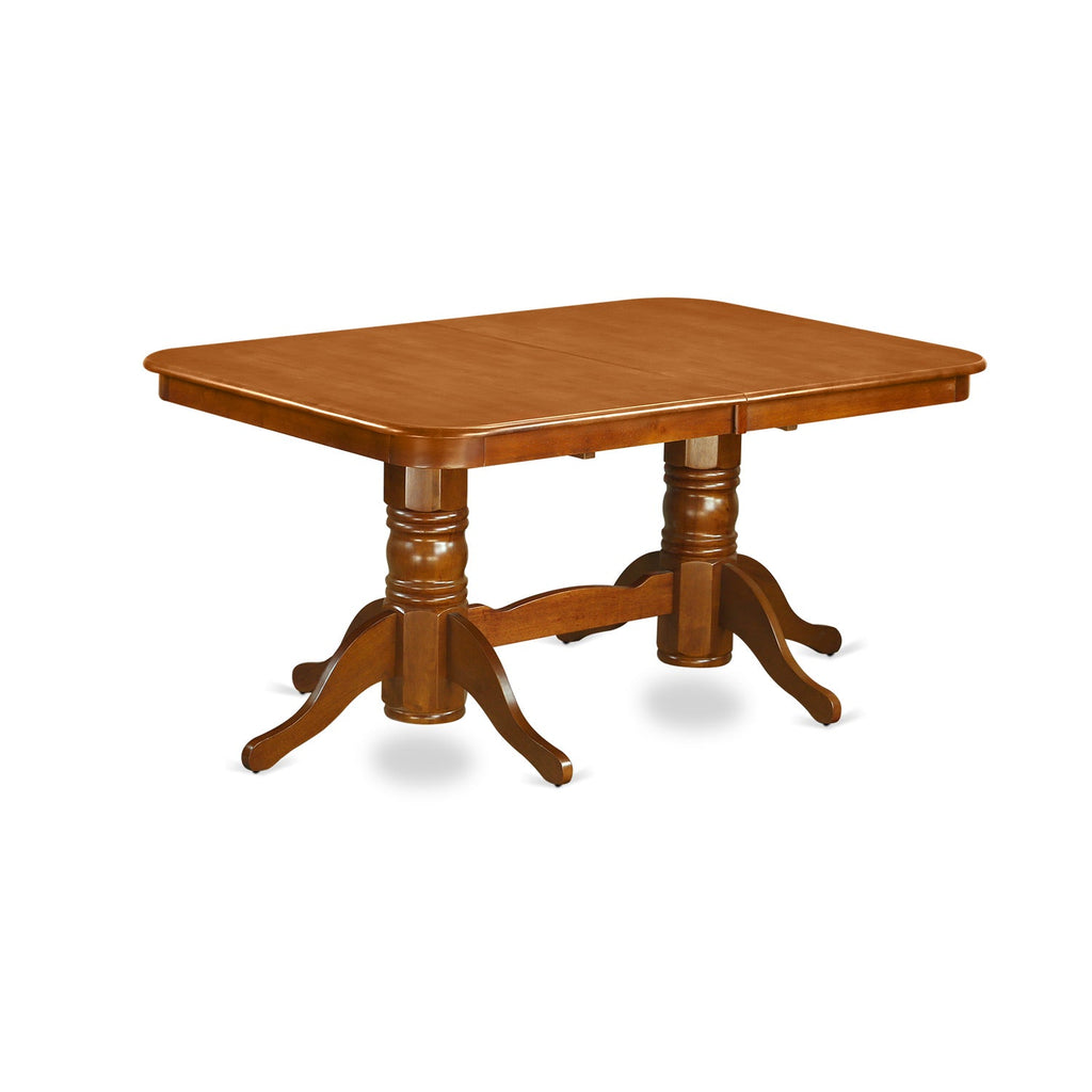 East West Furniture NAT-SBR-TP Napoleon Dining Table - a Rectangle Wooden Table Top with Butterfly Leaf & Double Pedestal Base, 40x78 Inch, Saddle Brown