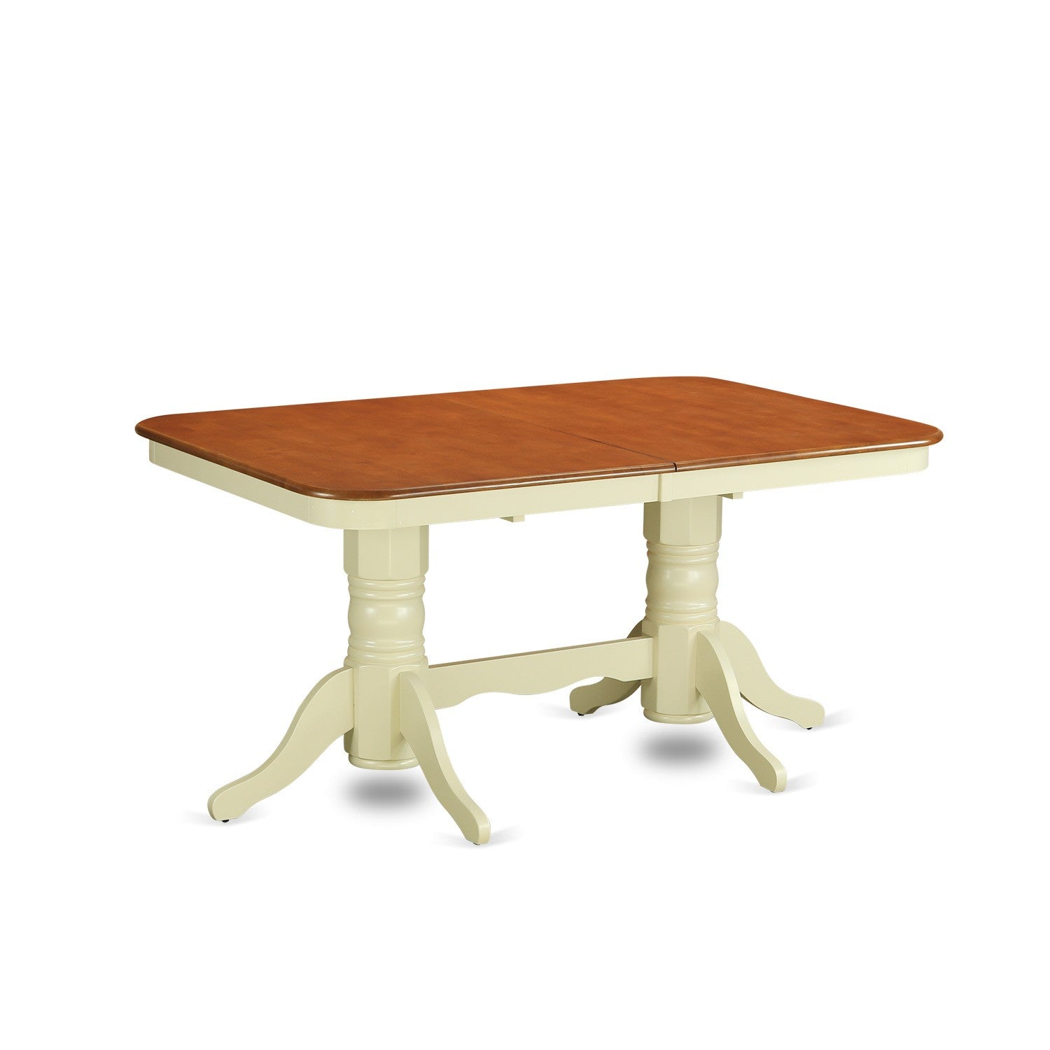 El juego de mesa de comedor East West Furniture NAAV9-WHI-W de 9 piezas incluye una mesa de comedor rectangular con hojas de mariposa y 8 sillas de comedor.