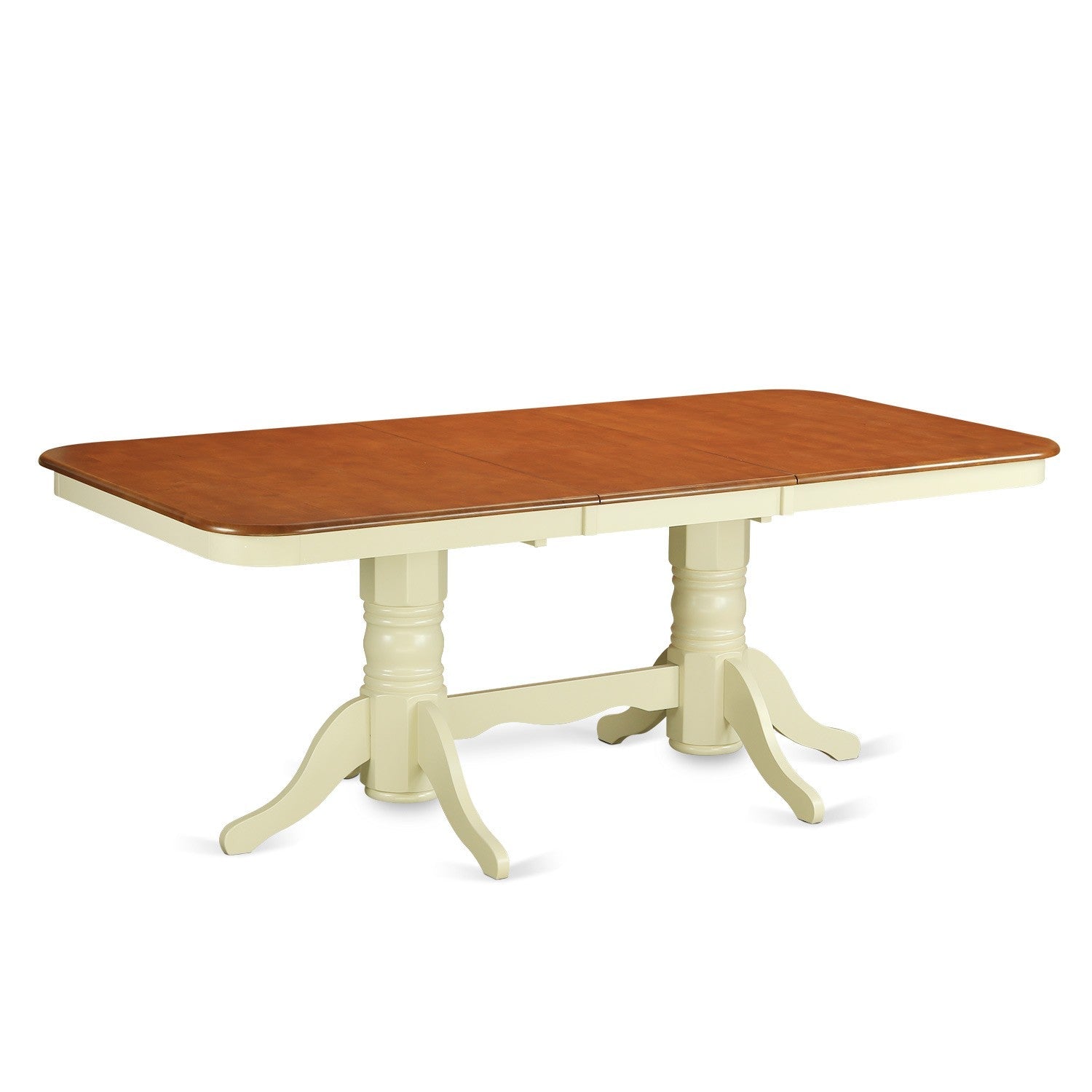 Juego de mesa de comedor de 7 piezas East West Furniture NAIP7-BMK-W compuesto por una mesa rectangular de madera con diseño de hojas de mariposa y 6 sillas de comedor de cocina.