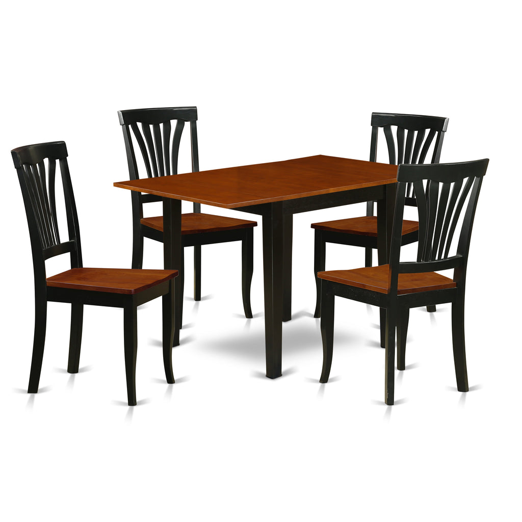 East West Furniture NDAV5-BCH-W 5 Piece Dining Table Set for 4 Includes a Rectangle Kitchen Table with Dropleaf and 4 Dining Room Chairs
