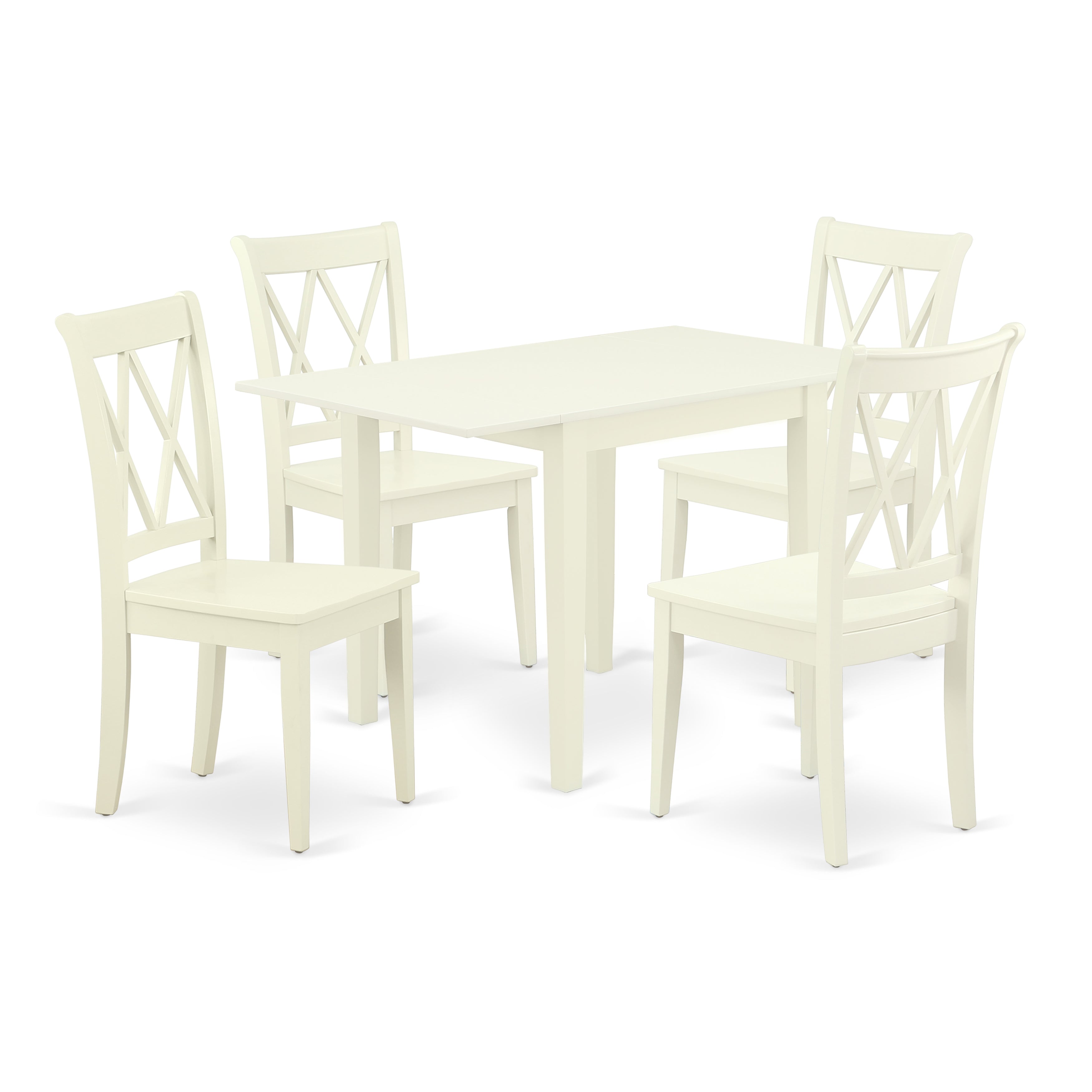 Juego de comedor de 5 piezas East West Furniture NDCL5-LWH-W. Incluye una mesa de comedor rectangular con alas abatibles y 4 sillas de cocina.