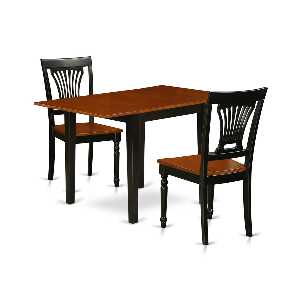 East West Furniture NDPL3-BCH-W 3 Piece Modern Dining Table Set Contains a Rectangle Wooden Table with Dropleaf and 2 Kitchen Dining Chairs, 30x48 Inch, Black & Cherry
