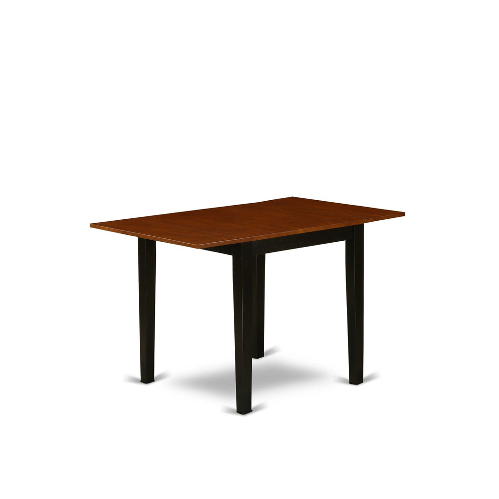 East West Furniture NDT-BCH-T Norden Modern Dining Table - a Rectangle Kitchen Table Top with Dropleaf & Stylish Legs, 30x48 Inch, Black & Cherry