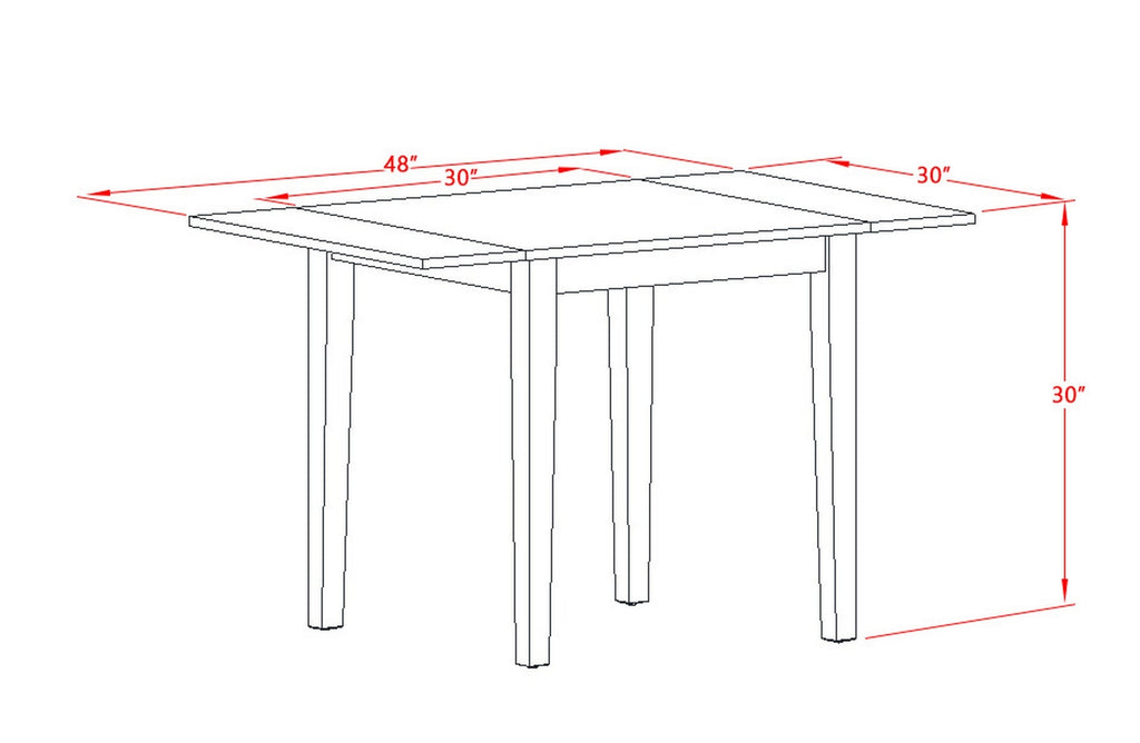 East West Furniture NDAV5-BCH-W 5 Piece Dining Table Set for 4 Includes a Rectangle Kitchen Table with Dropleaf and 4 Dining Room Chairs, 30x48 Inch, Black & Cherry