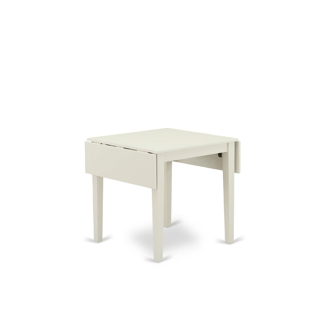 East West Furniture NDVE3-LWH-15 3 Piece Dining Set Contains a Rectangle Dining Room Table with Dropleaf and 2 Baby Blue Linen Fabric Upholstered Parson Chairs