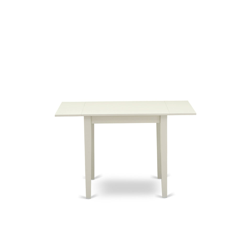 East West Furniture 1NDAB3-LWH-02 Dining Set 3 Pc - Two Kitchen Chairs and a Dining Room Table - Linen White Finish Wood - Light Beige Color Linen Fabric