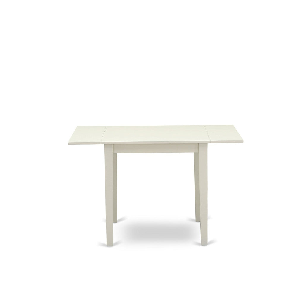 East West Furniture NDT-LWH-T Norden Mid-Century Modern Dining Table - a Rectangle Dining Table Top with Dropleaf & Stylish Legs, 30x48 Inch, Linen White