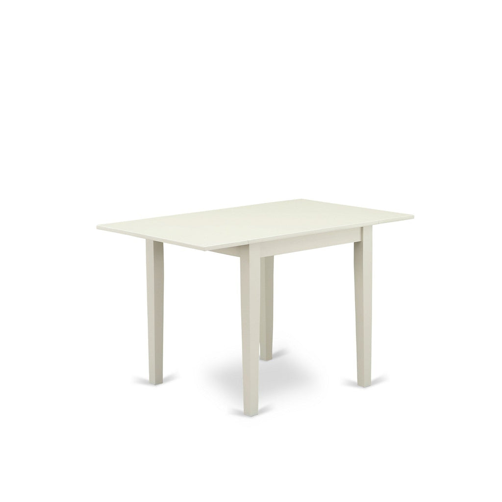 East West Furniture NDVE3-LWH-15 3 Piece Dining Set Contains a Rectangle Dining Room Table with Dropleaf and 2 Baby Blue Linen Fabric Upholstered Parson Chairs