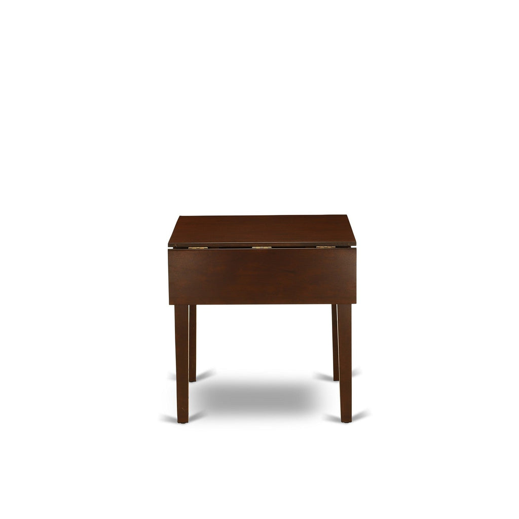 East West Furniture NDVE3-MAH-47 3 Piece Modern Dining Table Set Contains a Rectangle Wooden Table with Dropleaf and 2 Light Sable Linen Fabric Upholstered Chairs