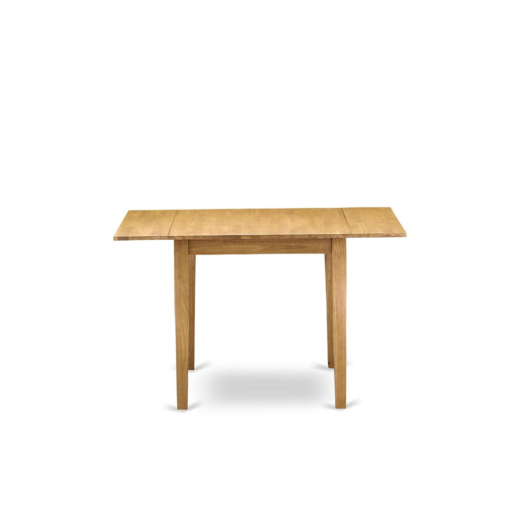 East West Furniture NDVA5-OAK-W 5 Piece Dining Room Furniture Set Includes a Rectangle Dining Table with Dropleaf and 4 Wood Seat Chairs