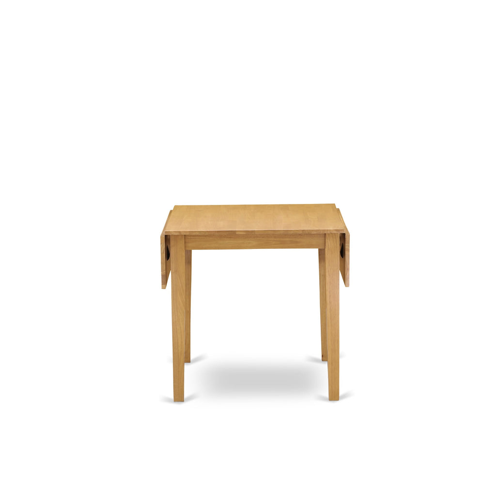 Juego de comedor East West Furniture 1NDAB5-OAK-04 de 5 piezas: cuatro sillas y una mesa de madera, madera noble con acabado roble, tela de lino color beige claro.