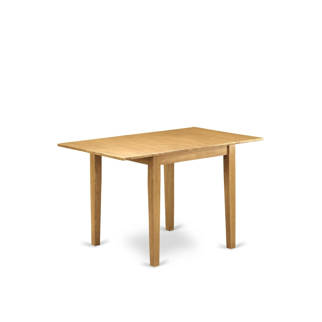 Juego de mesa de comedor moderna de 3 piezas NDVA3-OAK-W de East West Furniture. Contiene una mesa rectangular de madera con alas abatibles y 2 sillas de comedor.