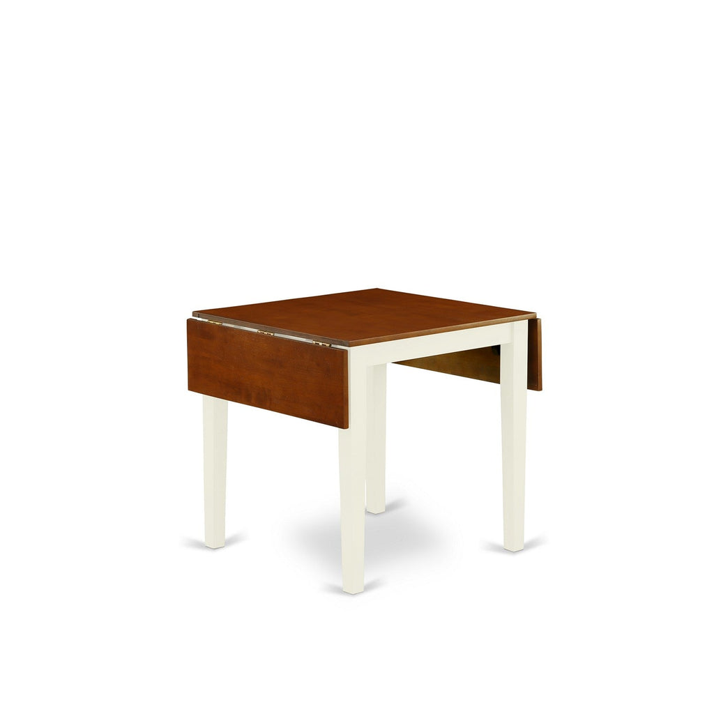 East West Furniture NDWE5-WHI-W 5 Piece Dining Room Table Set Includes a Rectangle Kitchen Table with Dropleaf and 4 Dining Chairs