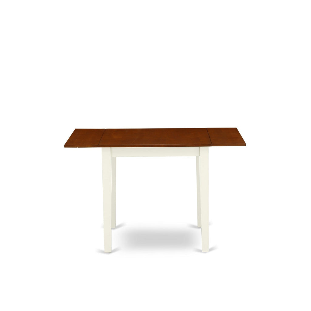 East West Furniture NDQU5-WHI-W 5 Piece Dinette Set for 4 Includes a Rectangle Dining Room Table with Dropleaf and 4 Kitchen Dining Chairs